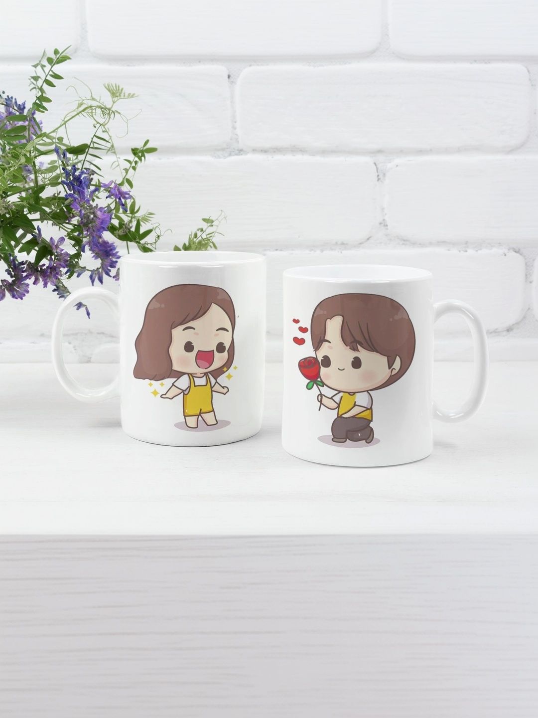 TAJNAN White Printed Ceramic Glossy Mugs Set of Cups and Mugs-picture-20