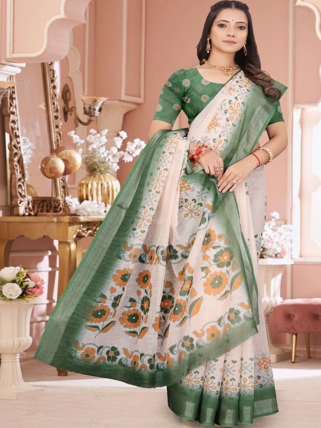 Moda Rapido Floral Silk Cotton Kanjeevaram Saree-picture-28