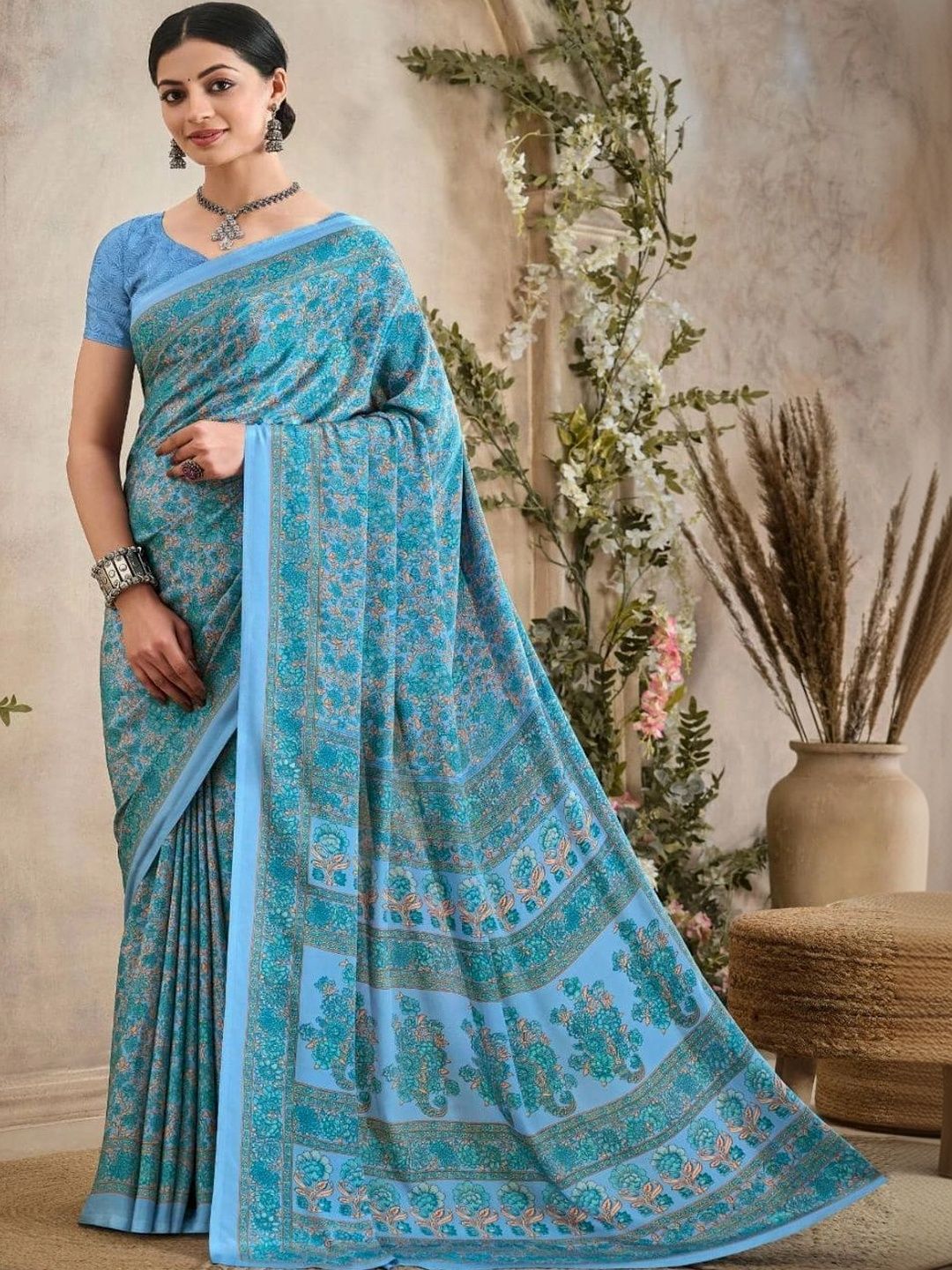 all about you Paisley Pure Crepe Saree-picture-1