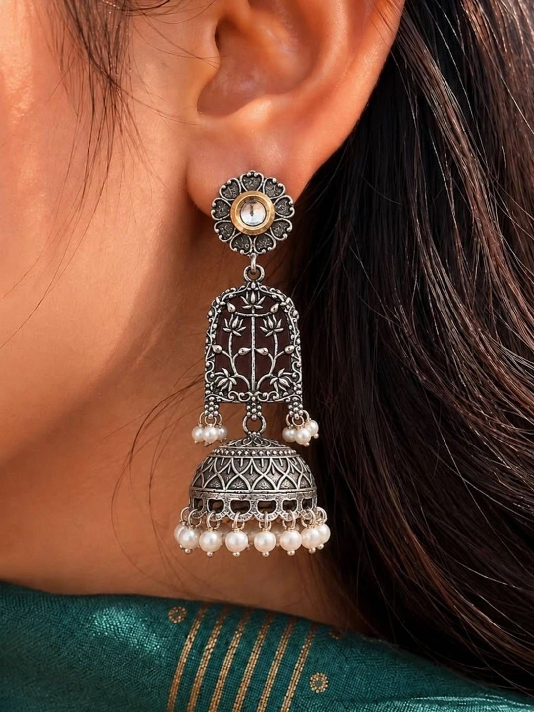 THE GLAM POUCH Floral Jhumkas Earrings-picture-37