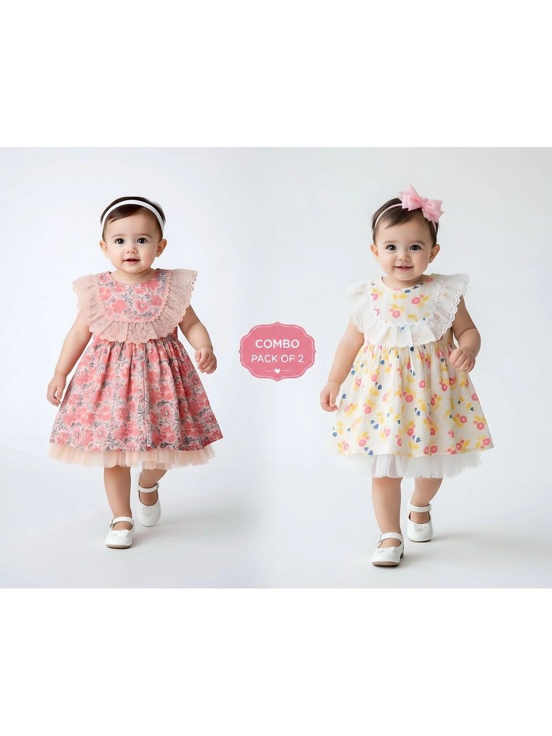 Bella Moda Floral Print Cape Sleeve Ruffled Fit & Flare Dress-picture-58