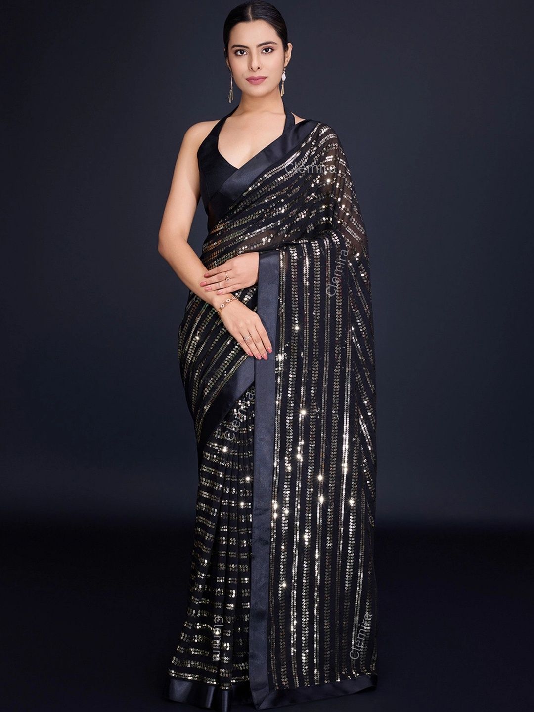all about you Embellished Sequinned Poly Georgette Designer Saree-image-26