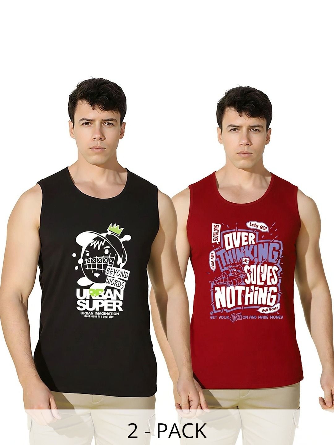 SLOWLORIS Men Pack Of 2 Cotton Printed Innerwear vest-picture-13