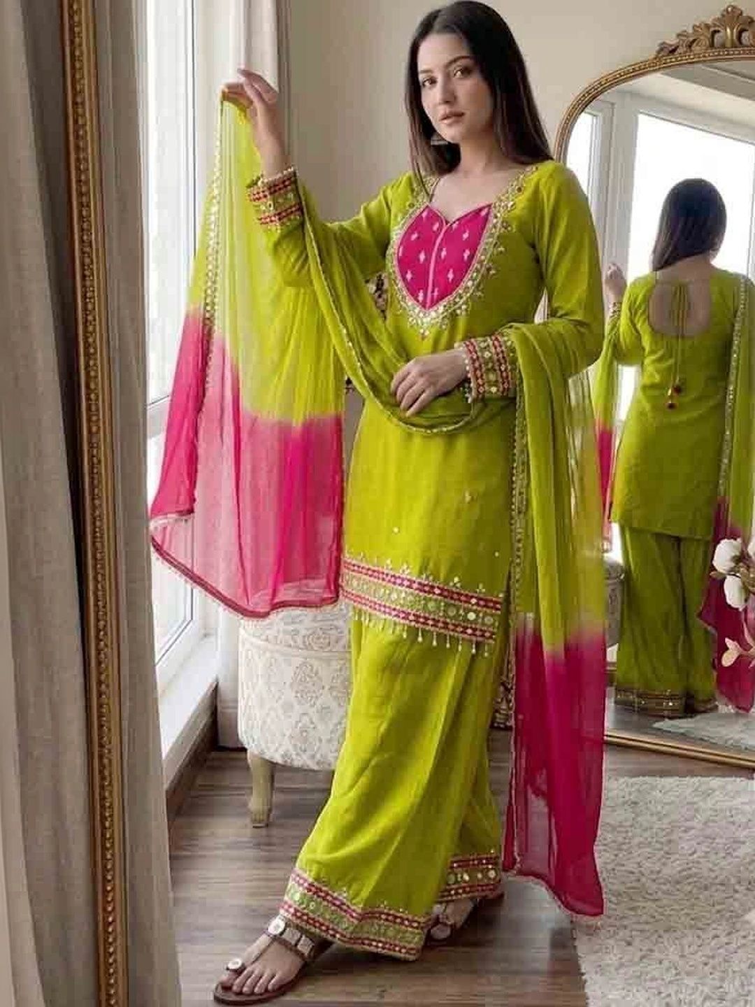 CULTISE QUEEN Women Regular Gotta Patti Kurta with Sharara & With Dupatta-picture-46