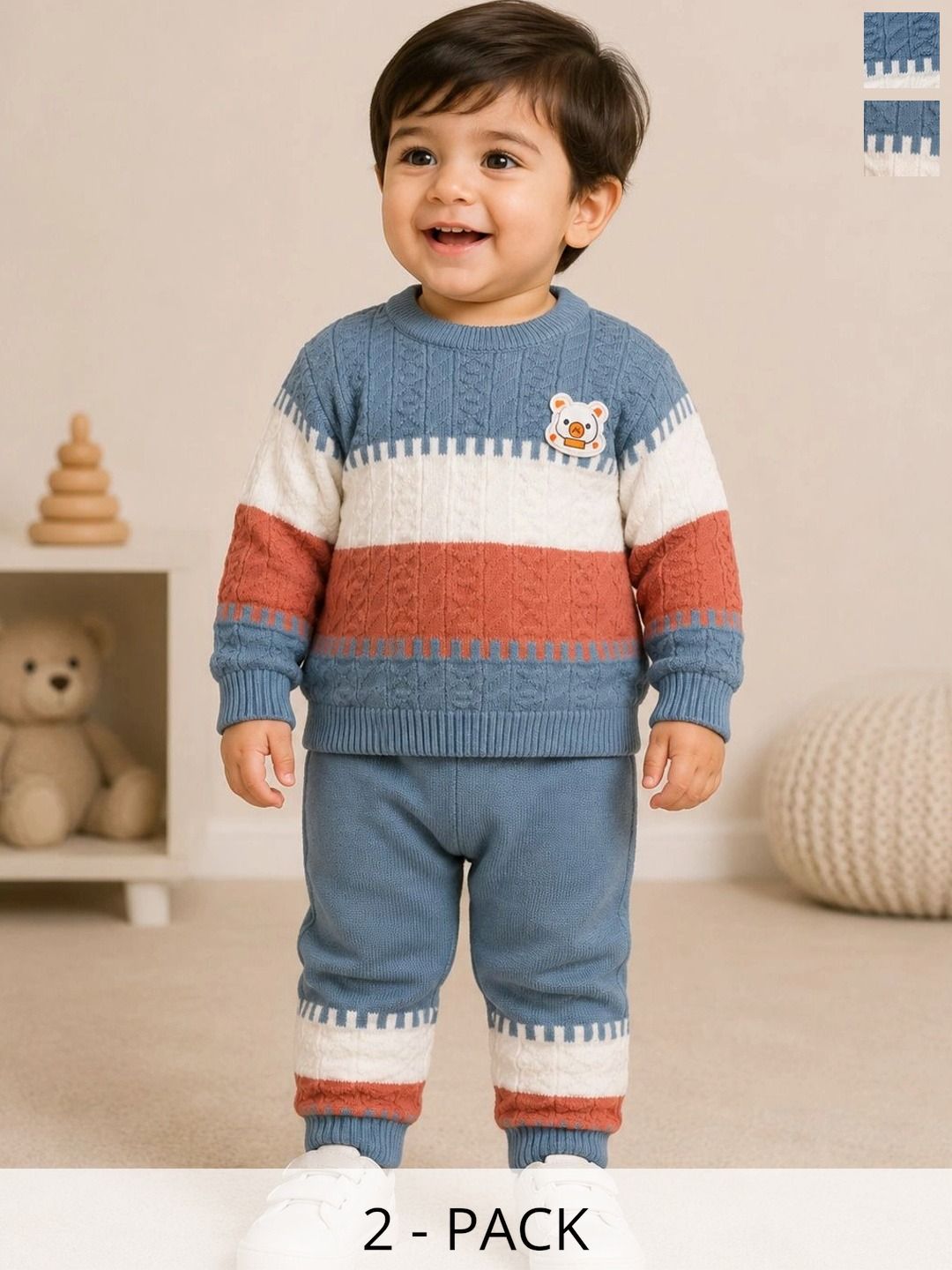 MICROPOLO Unisex Kids Colourblocked Woollen Pullover with Applique Detail-picture-10