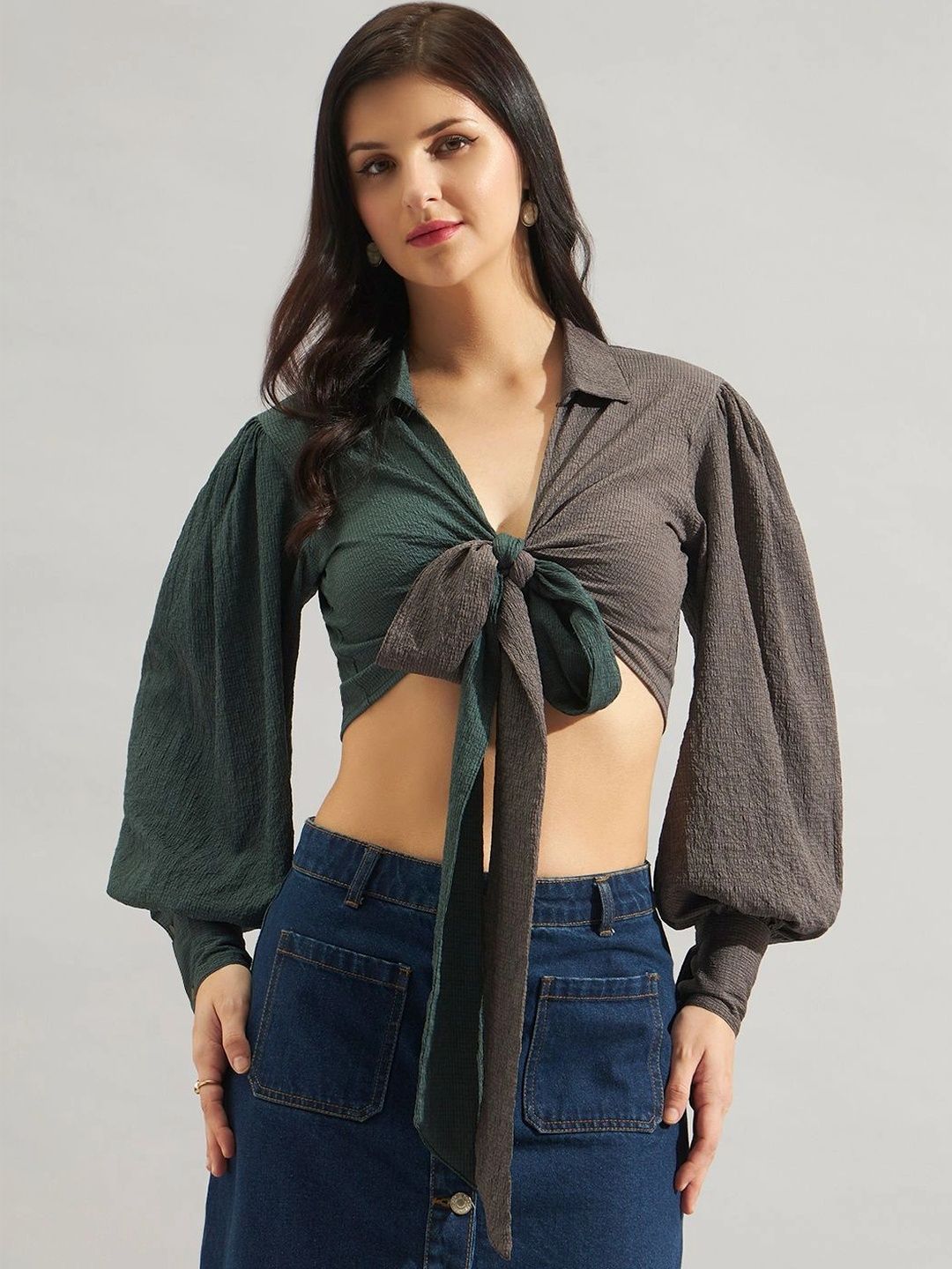 CORSICA Colourblocked Puff Sleeve Crop Top-picture-48