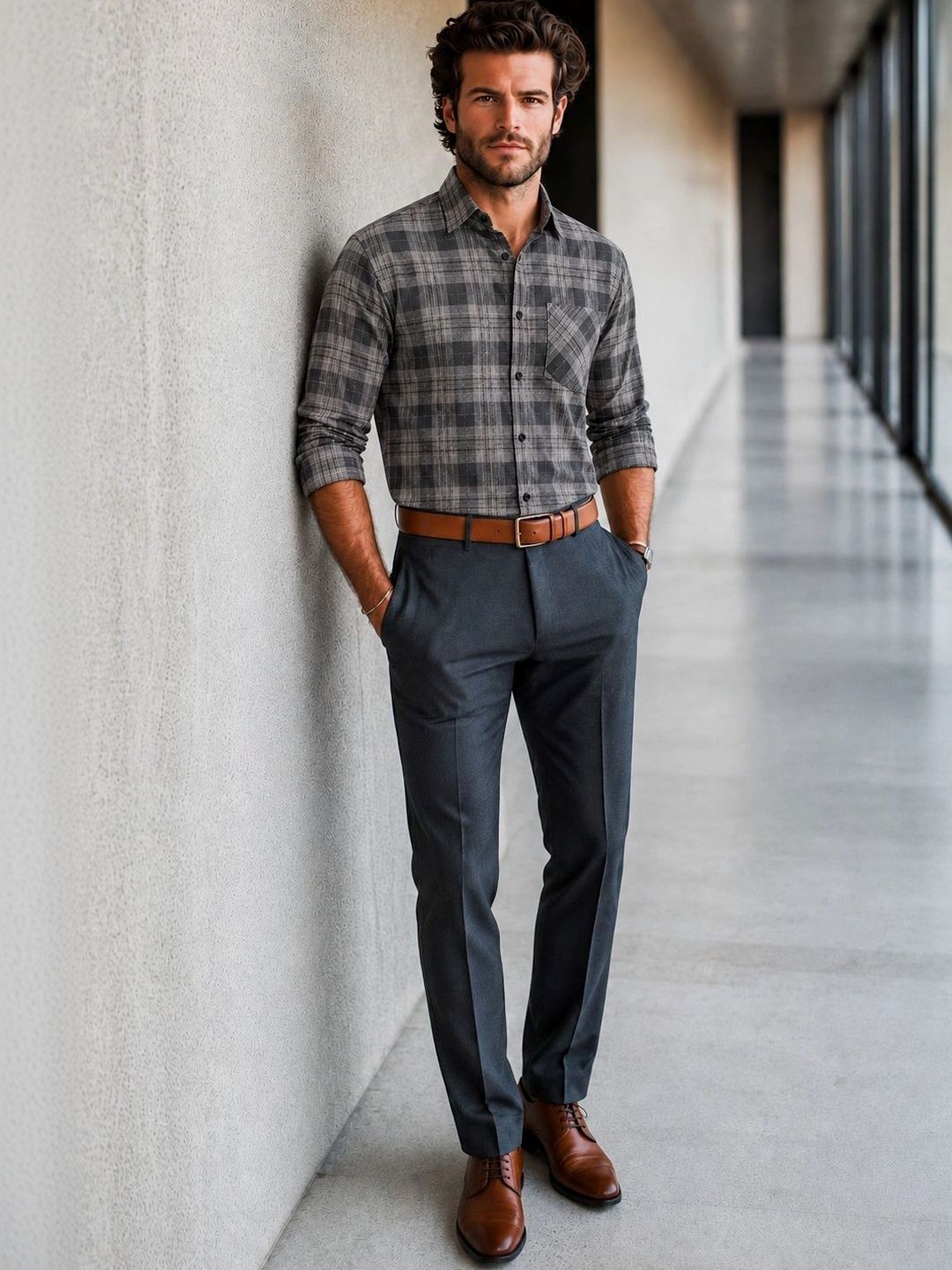 Moda Rapido Men Comfort Tartan Checks Checked Casual Shirt-picture-52