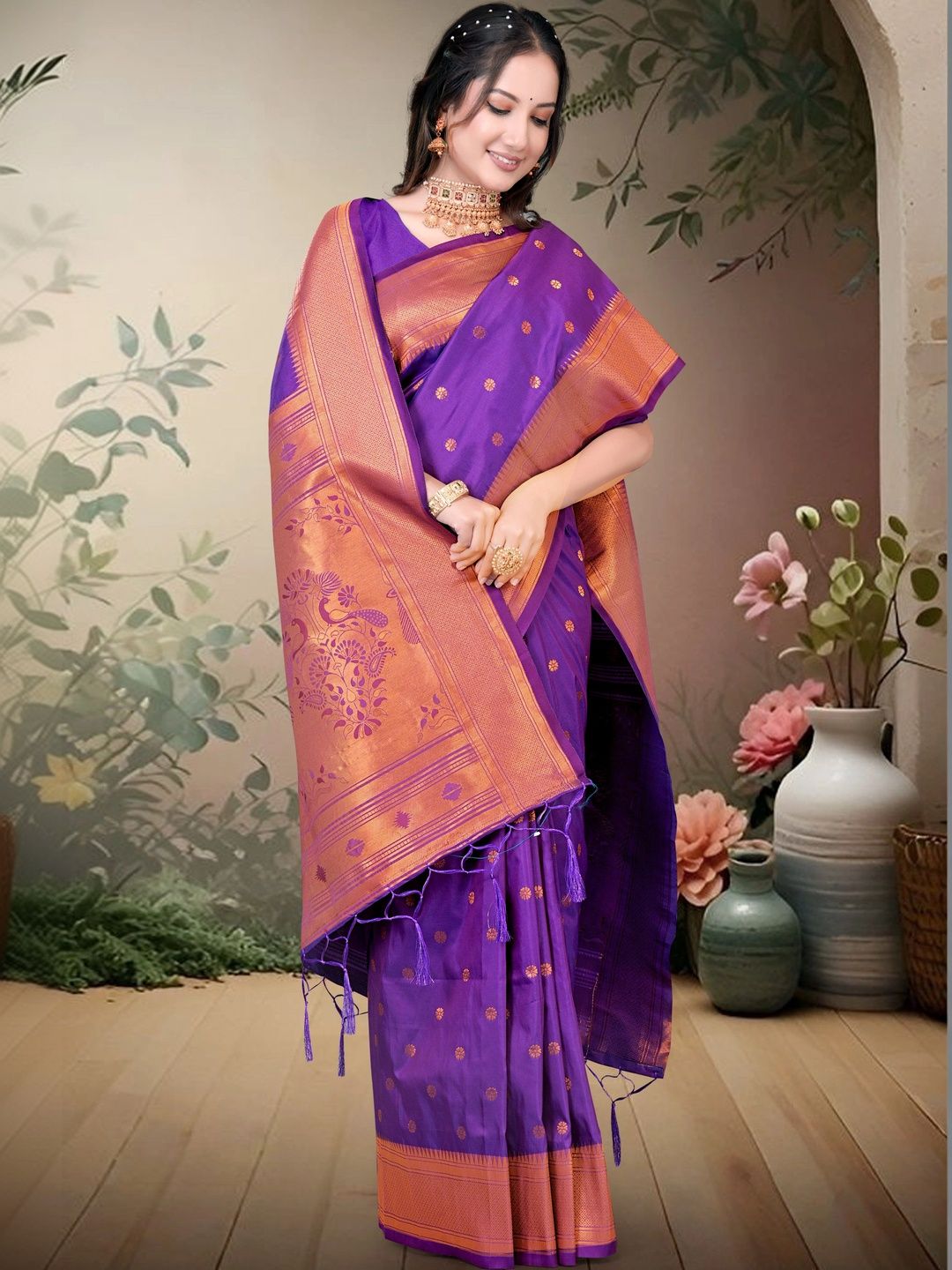 Vedresa Paisley Zari Pure Silk Designer Paithani Saree-picture-44