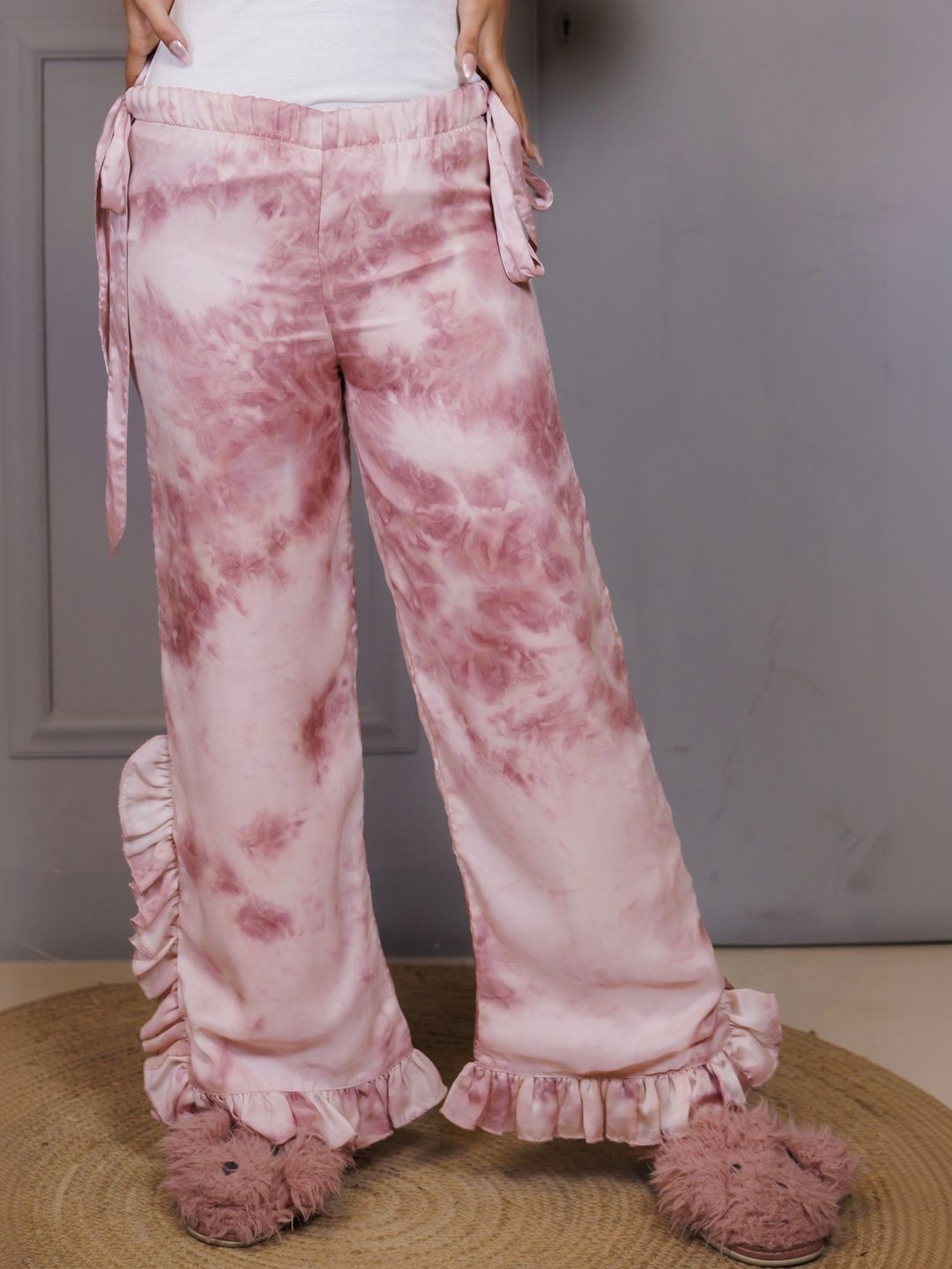 All ABOUT EVE Marble Printed Sarin Mid-Rise Ruffle Lounge Pants-image-4