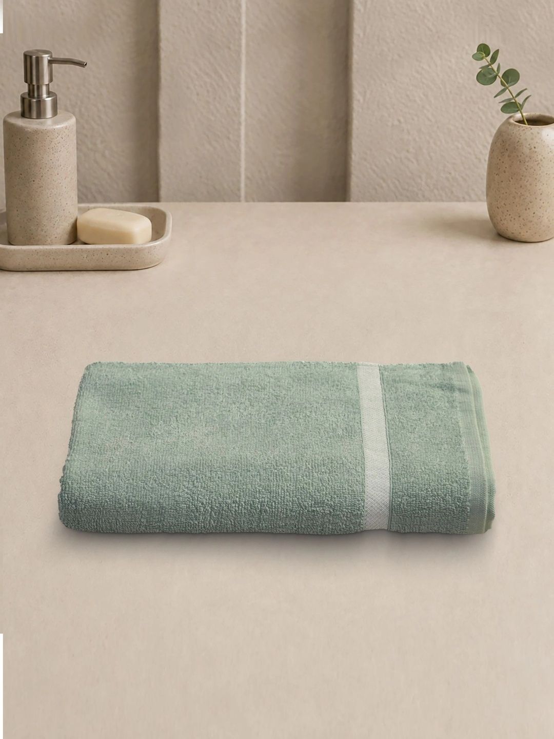 Homeful Style Green 1 Striped Cotton 354 GSM Bath Towel-image-9