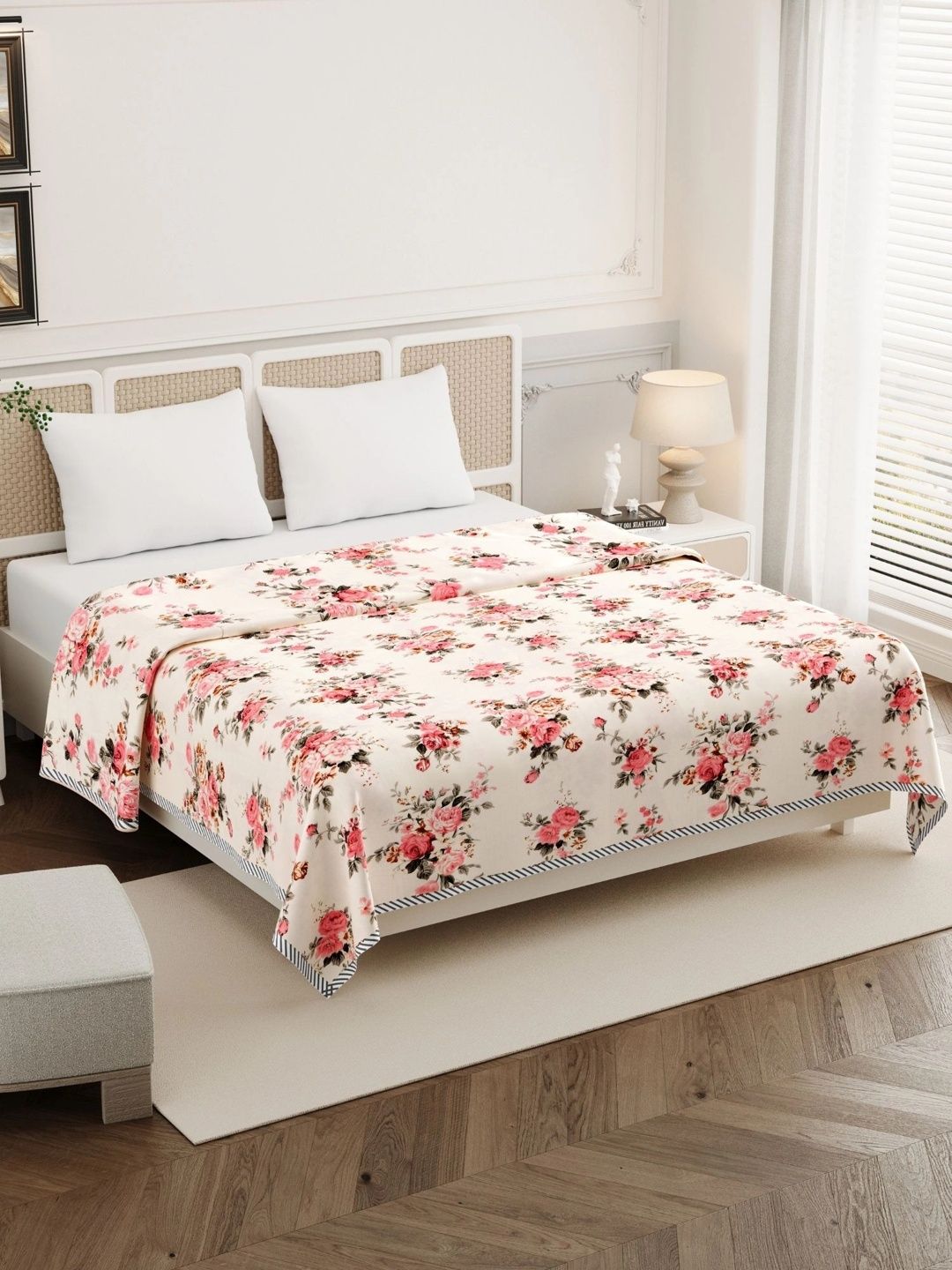 Homeful Style Pink Floral AC Room 120 GSM Dohar-picture-40