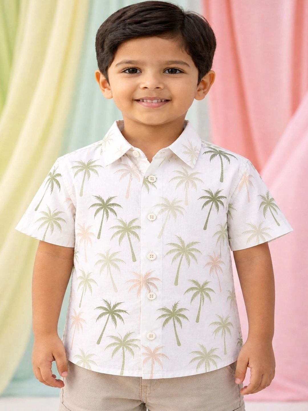 HERE&NOW Unisex Kids Classic Printed Casual Shirt-picture-57