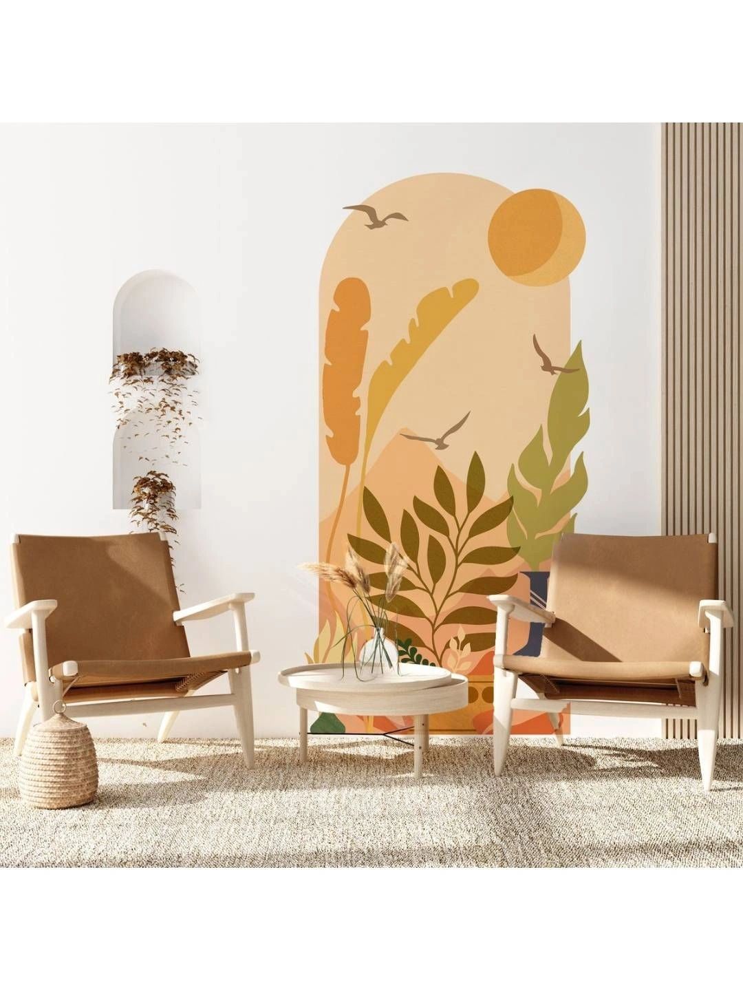 INDIAN ROYALS Peach & Green Printed Self-Adhesive & Durable Wall Sticker-picture-36