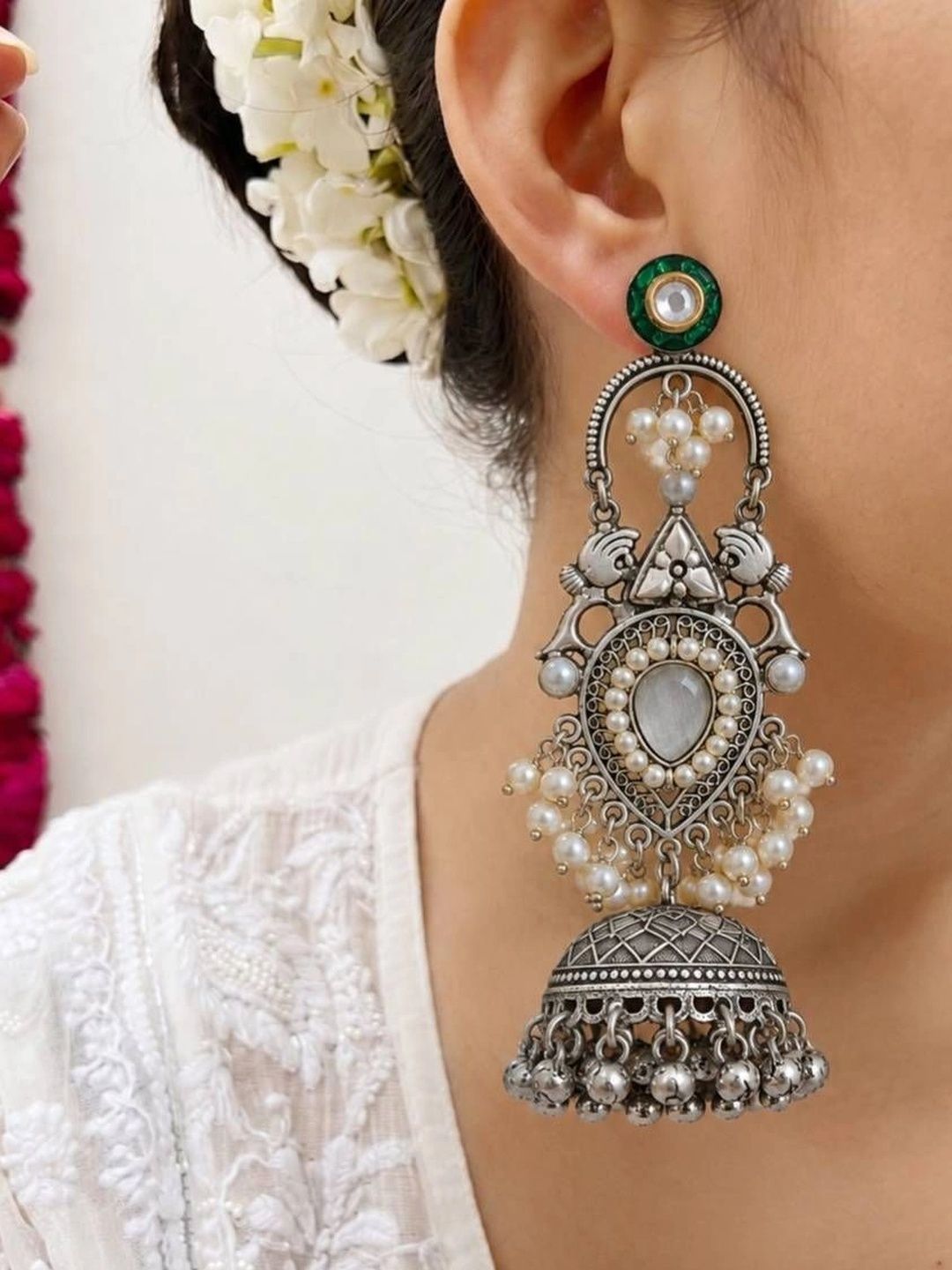 THE GLAM POUCH Teardrop Shaped Jhumkas Earrings-picture-56