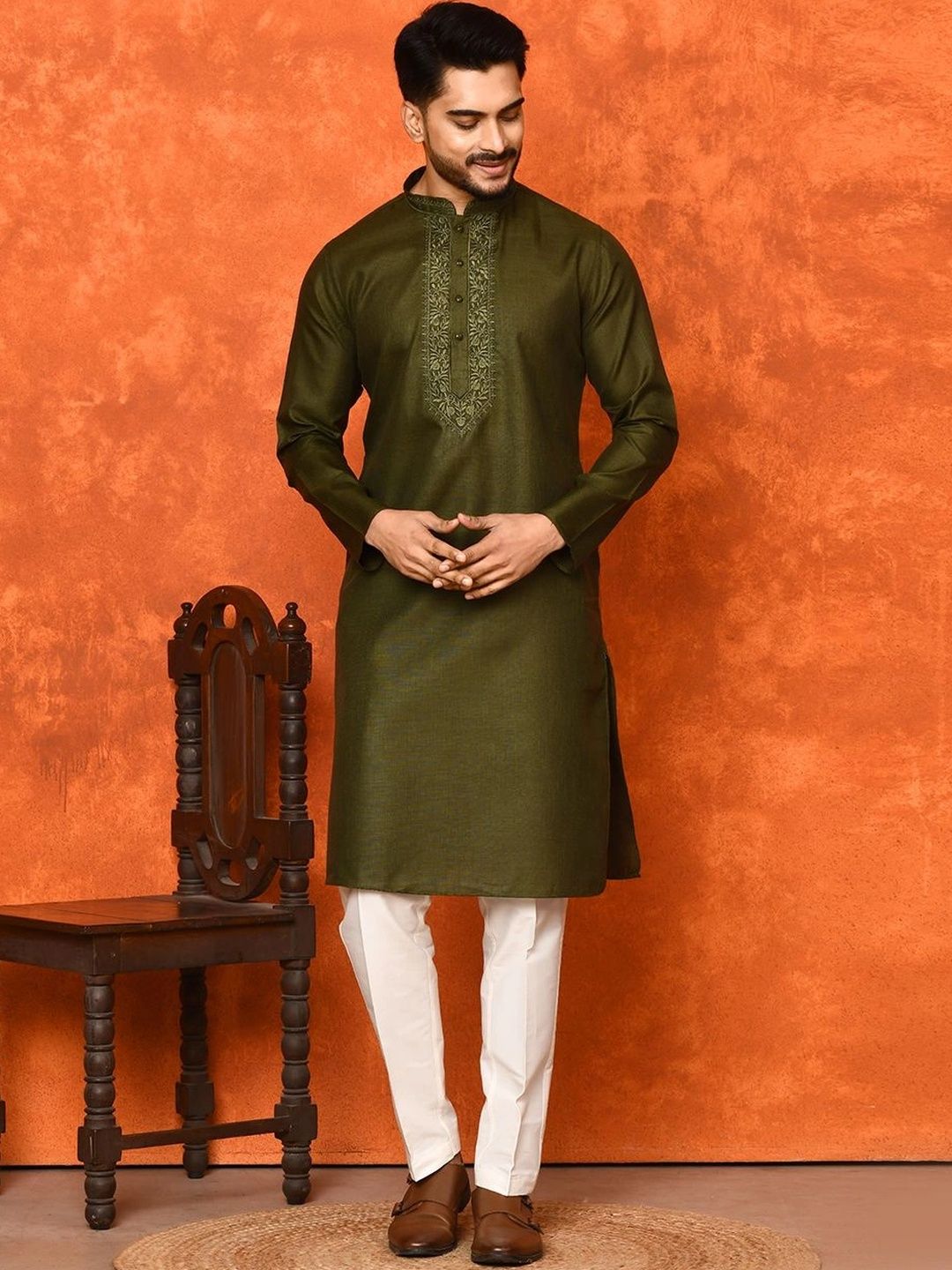 TRENDS OF ETHNIC Men Embellished Thread Work Kurta-picture-18