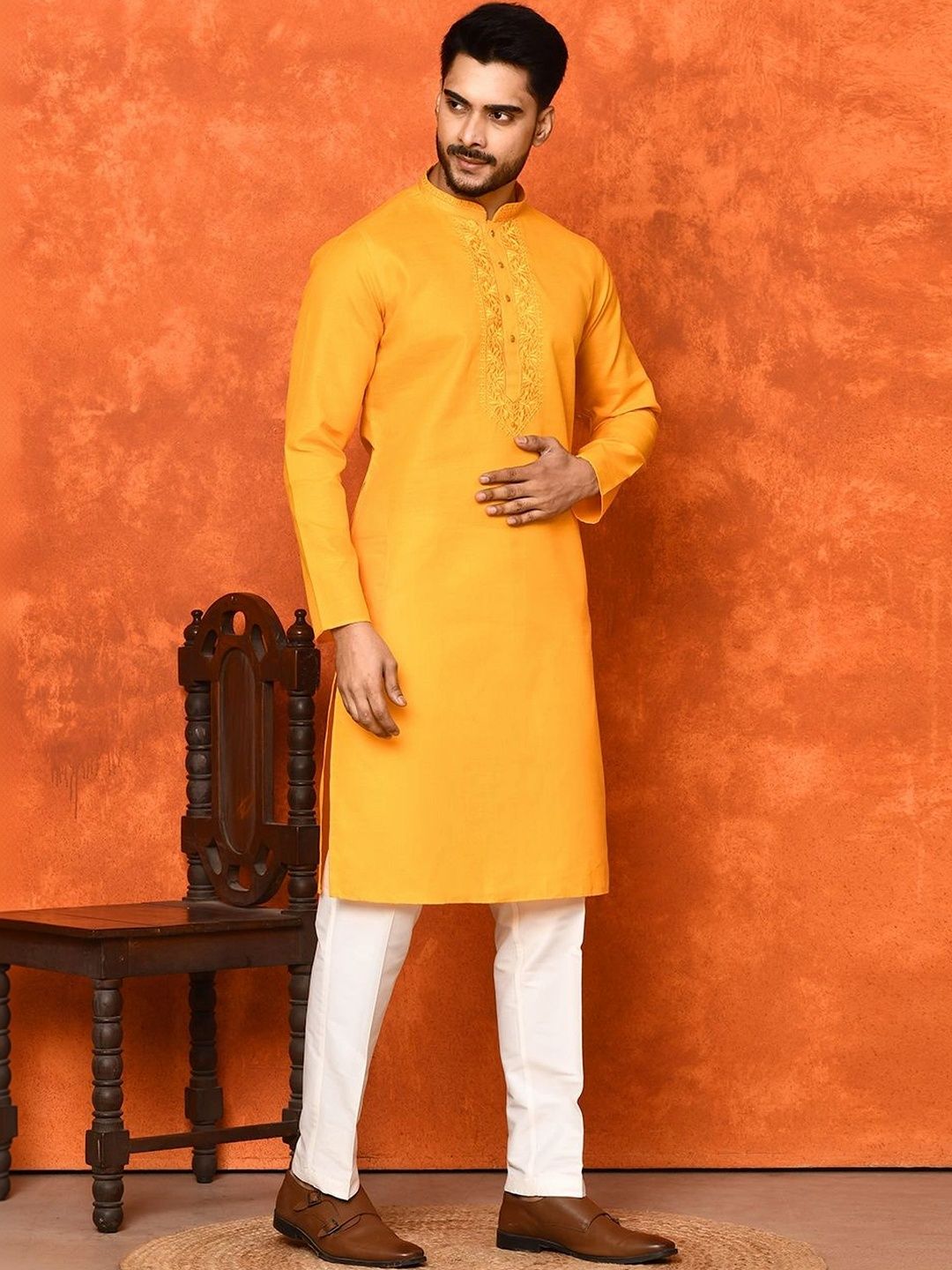 TRENDS OF ETHNIC Men Embroidered Thread Work Kurta-picture-34