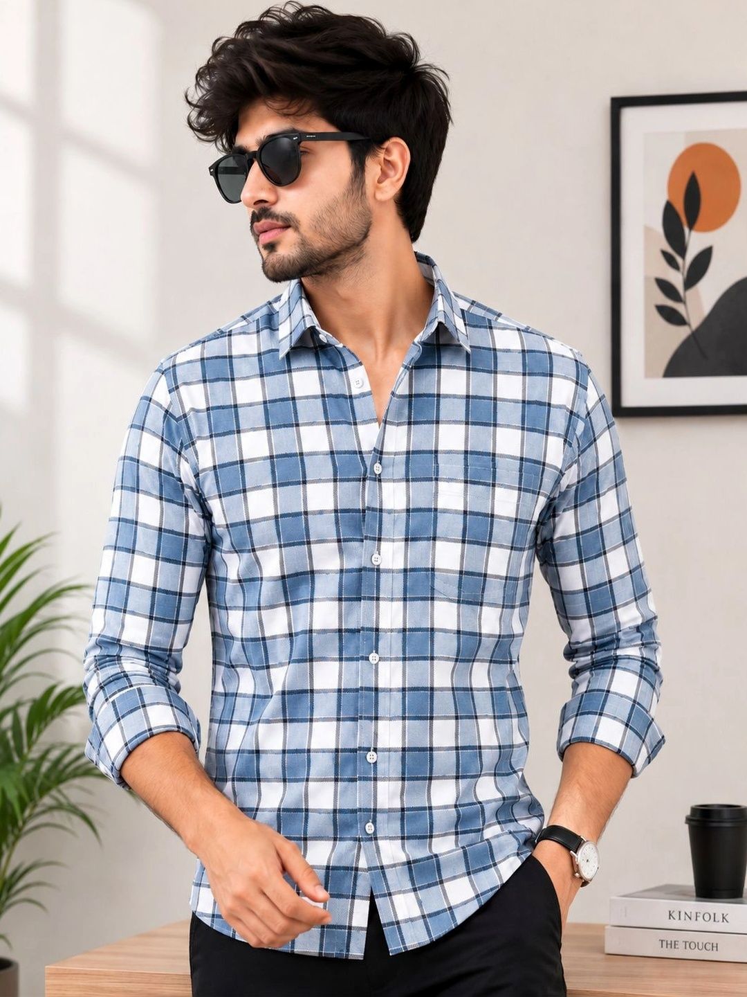 Marc Luarente Men Standard Checked Casual Shirt-image-31