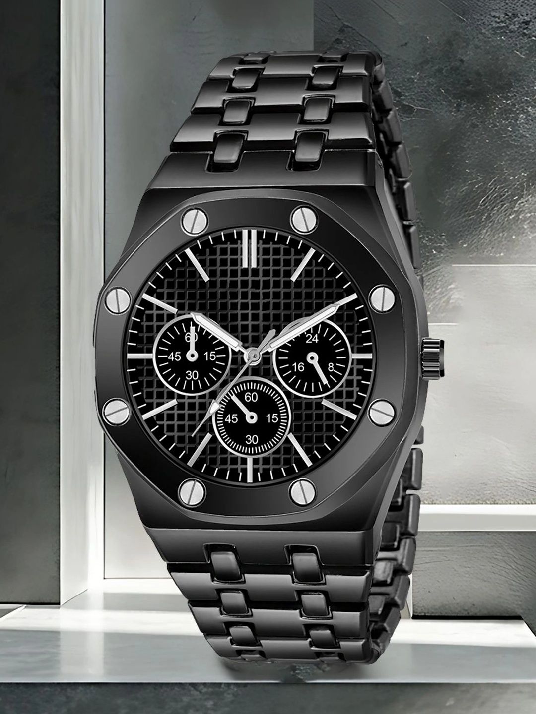 TREX Men Brass Dial & Stainless Steel Bracelet Style Straps Analogue Chronograph Watch HBLT-BLACKK-Q1-picture-21
