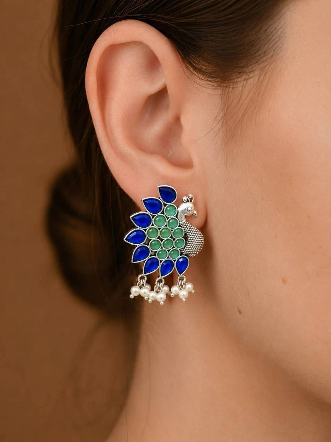 THE GLAM POUCH Peacock Shaped Studs Earrings-image-13