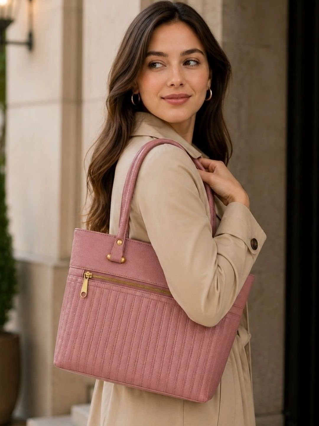 TURBOMAX Textured PU Structured Handheld Bag with Quilted-picture-39