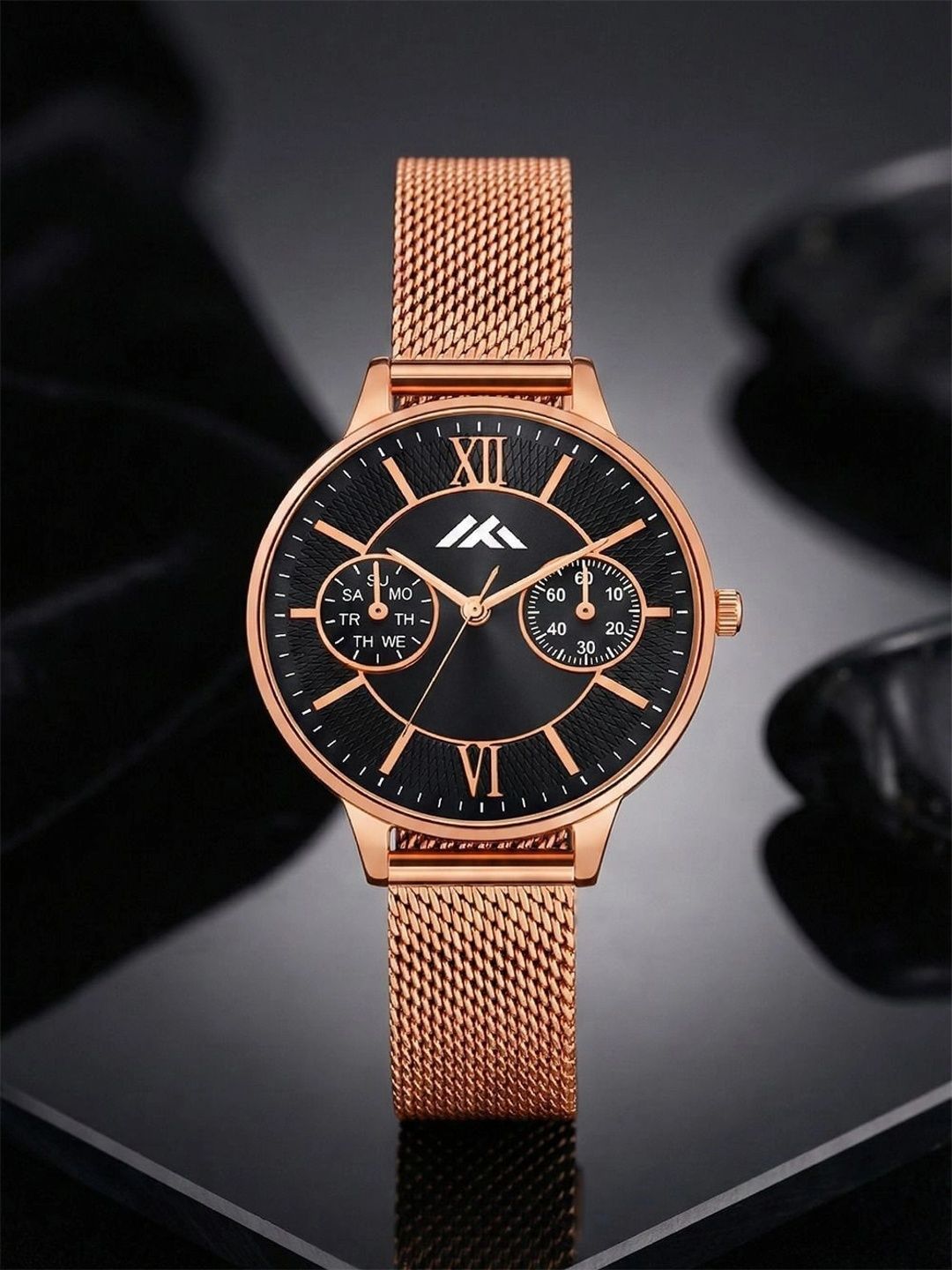 TREX Women Brass Dial & Stainless Steel Bracelet Style Straps Analogue Multi Function Watch MT-256-picture-34