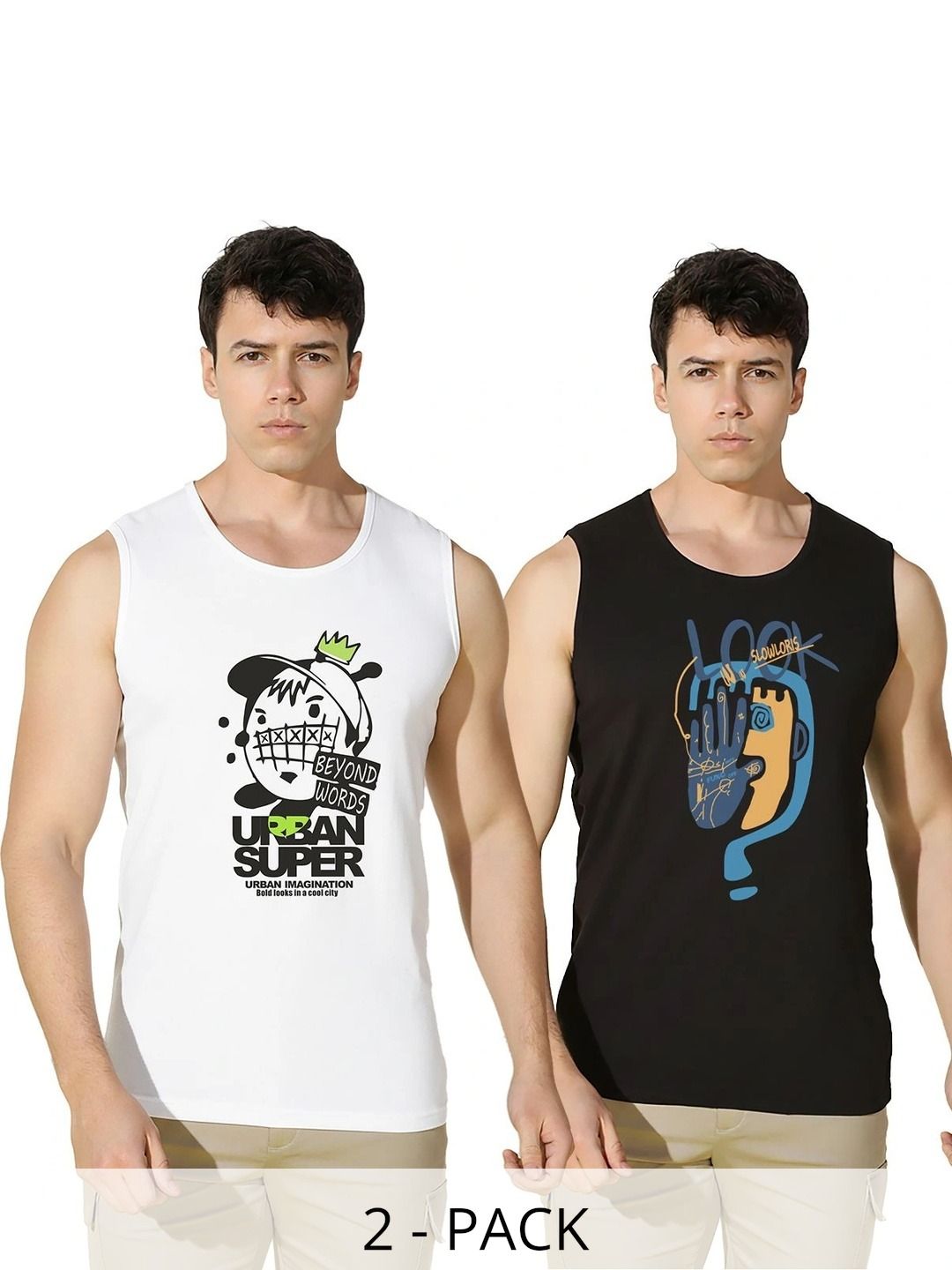 TEEFOX Pack of 2 Printed Cotton Tank-picture-36