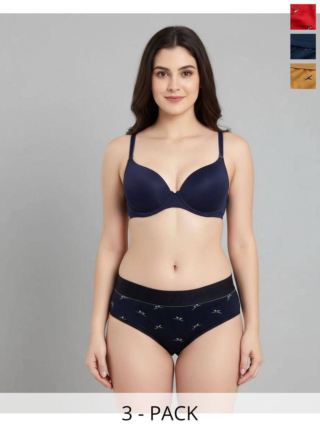 Swenson Women Pack of 3 Printed Seamless Assorted Bikini-picture-44