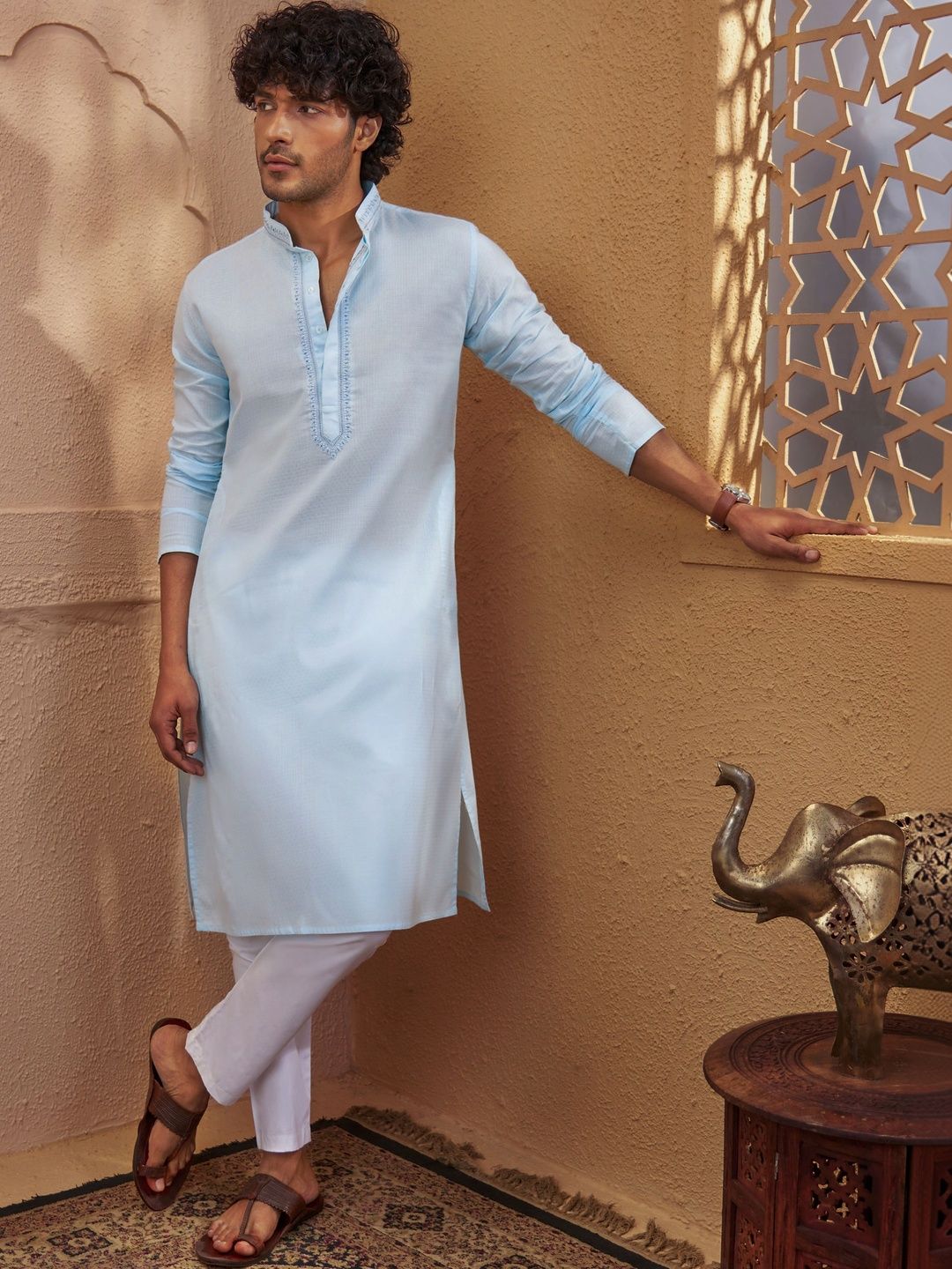 VASTRAMAY Men Regular Thread Work Kurta with Pyjamas-picture-45