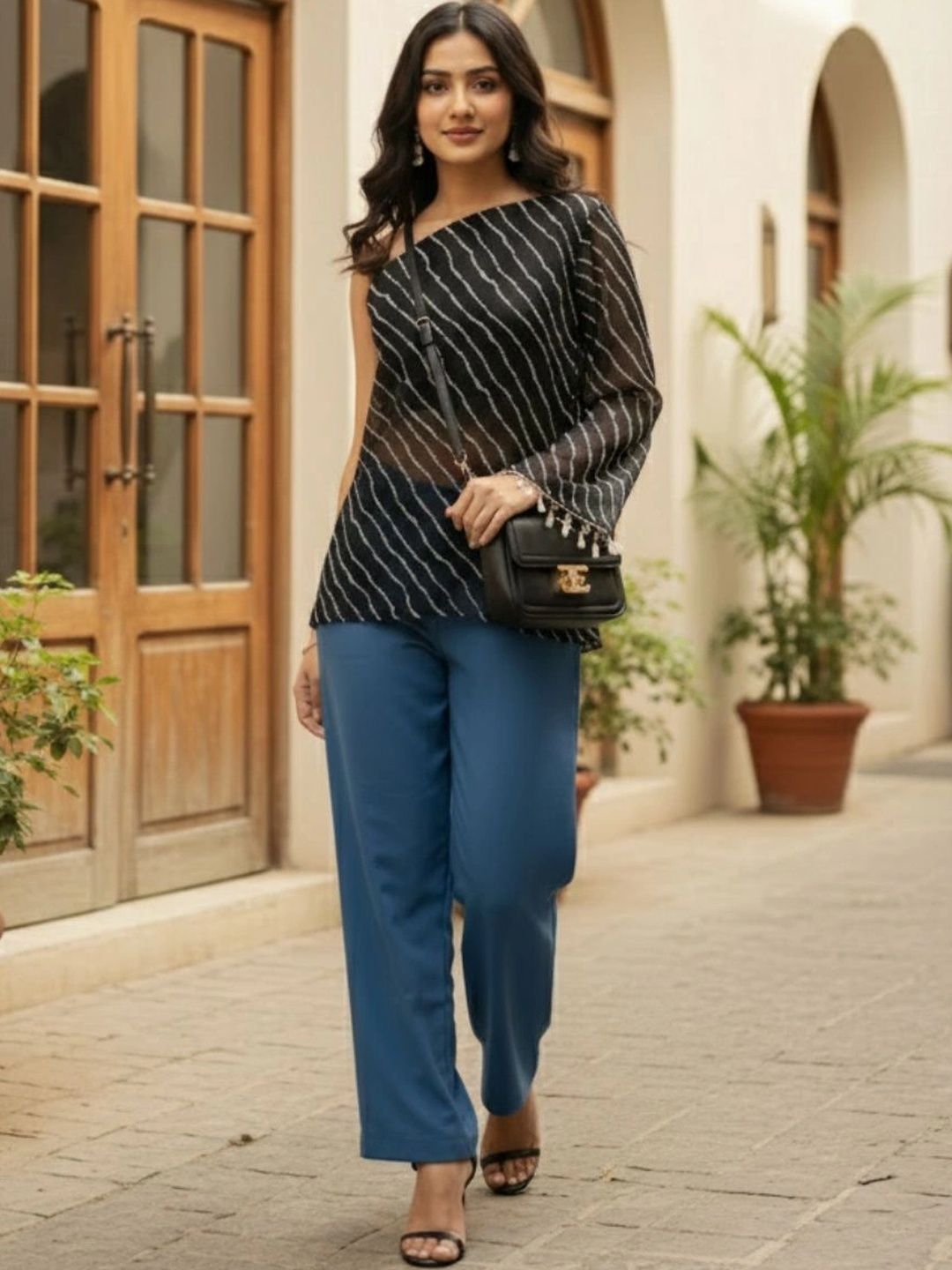 Anouk Mirage Striped One Shoulder Top-image-24