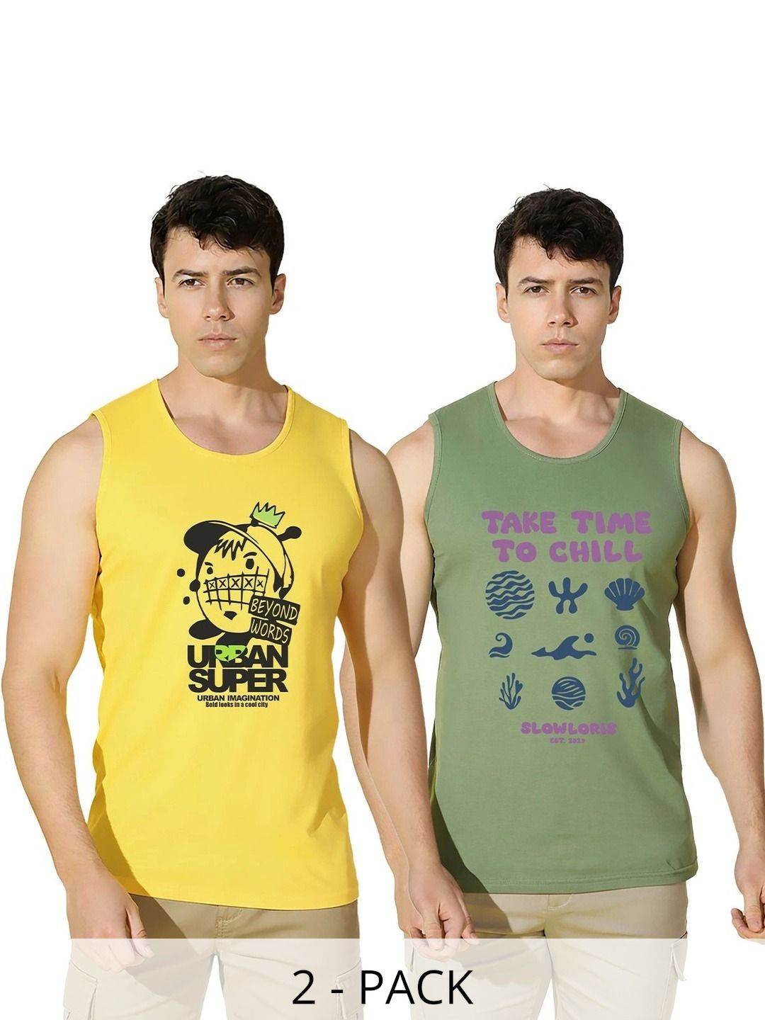 TEEFOX Pack of 2 Printed Cotton Gym Vest-image-34