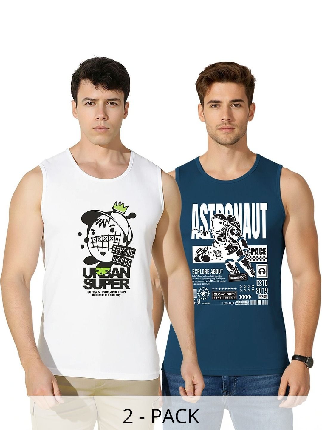 TEEFOX Pack of 2 Printed Cotton Gym Vest-image-45