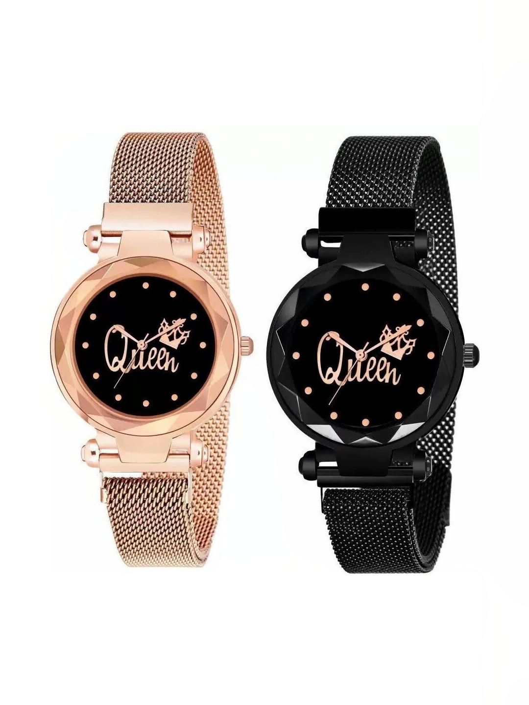 TREX Women Brass Dial & Stainless Steel Bracelet Style Straps Analogue Watch Megnet_Gold_Black_star-picture-47