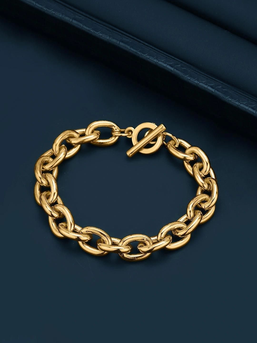 Carlton London Men Gold-Plated Link Bracelet-picture-35