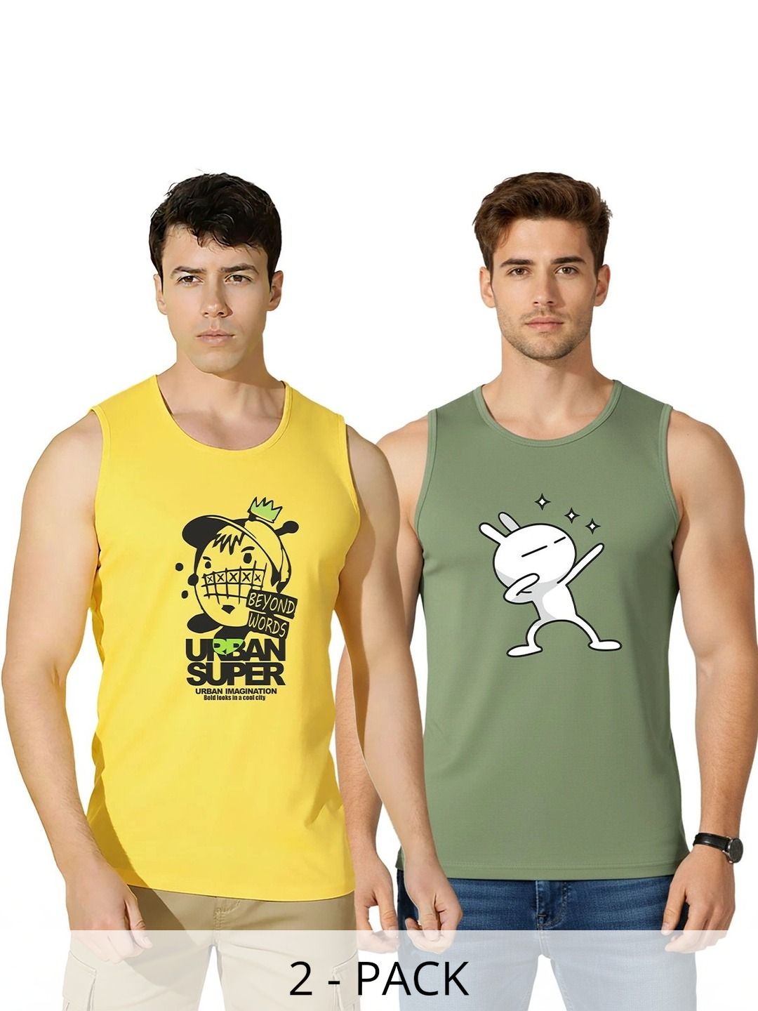 TEEFOX Pack of 2 Printed Cotton Gym Vest-image-47