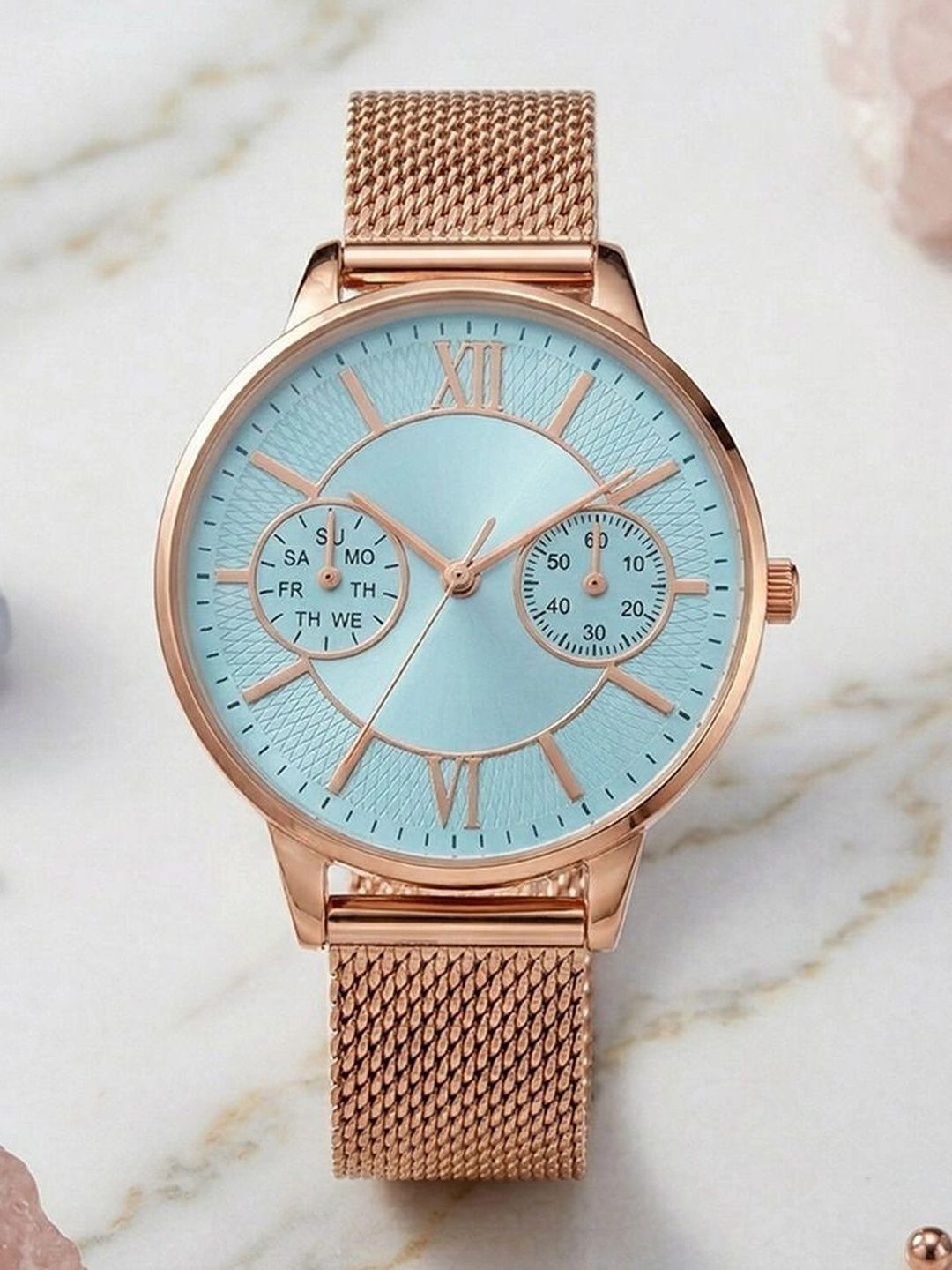 TREX Women Brass Dial & Stainless Steel Bracelet Style Straps Analogue Multi Function Watch MT_260_TRX-picture-20