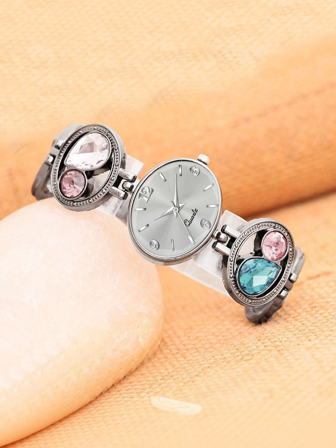 TREX Women Brass Dial & Stainless Steel Bracelet Style Straps Analogue Watch DIAMOND ROUND_GREY-picture-48