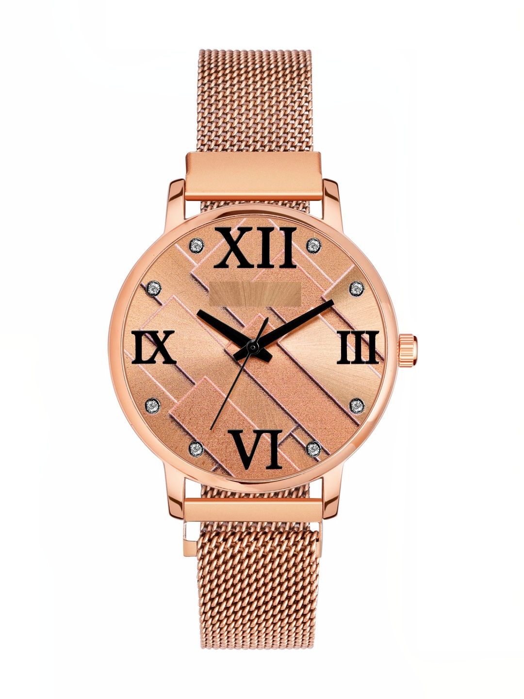 TREX Women Brass Patterned Dial & Stainless Steel Bracelet Style Straps Analogue Watch MT-240-picture-42