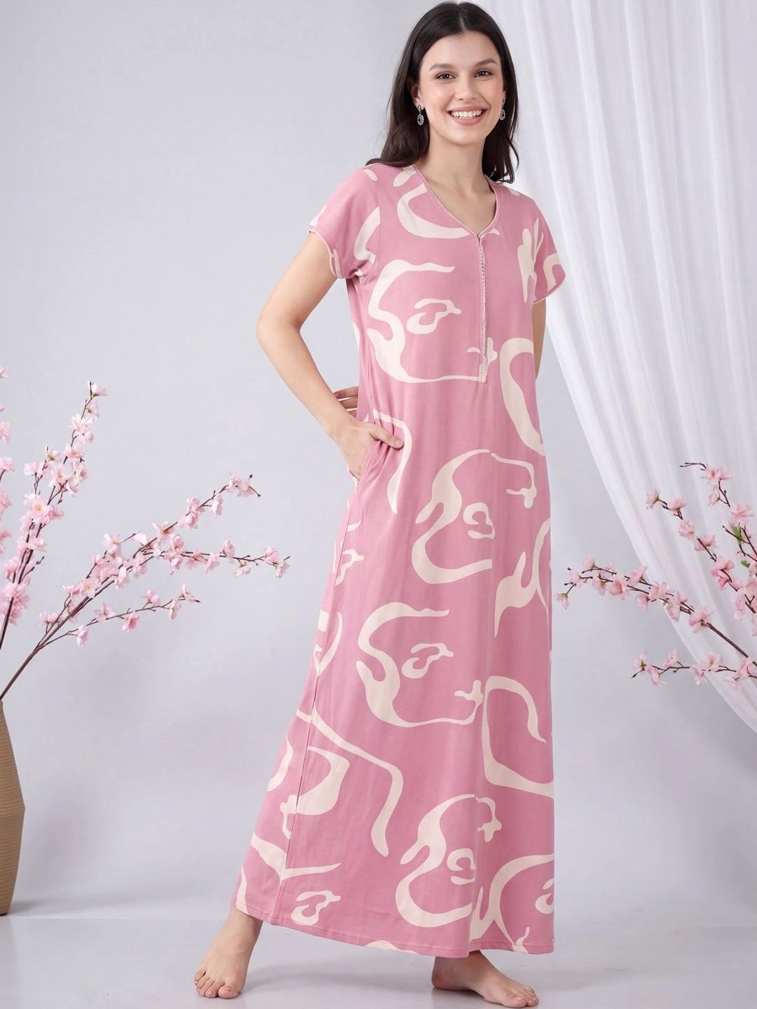Juliana Dream Printed Maxi Nightdress-image-40