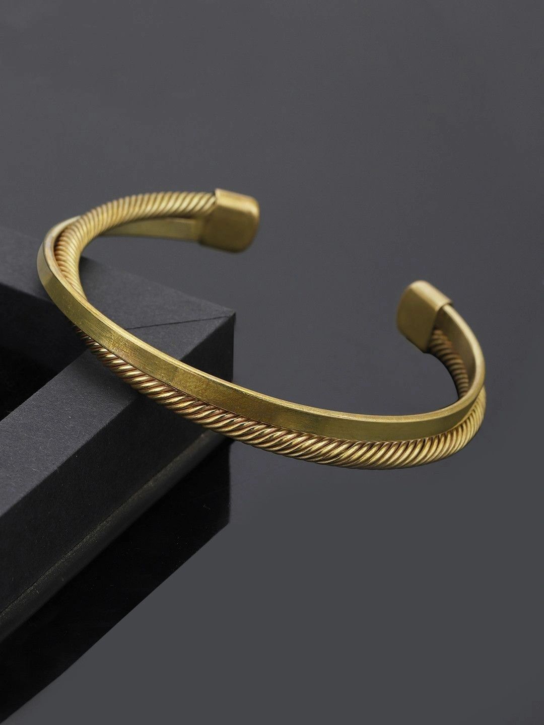 Carlton London Men Gold-Plated Cuff Bracelet-picture-33