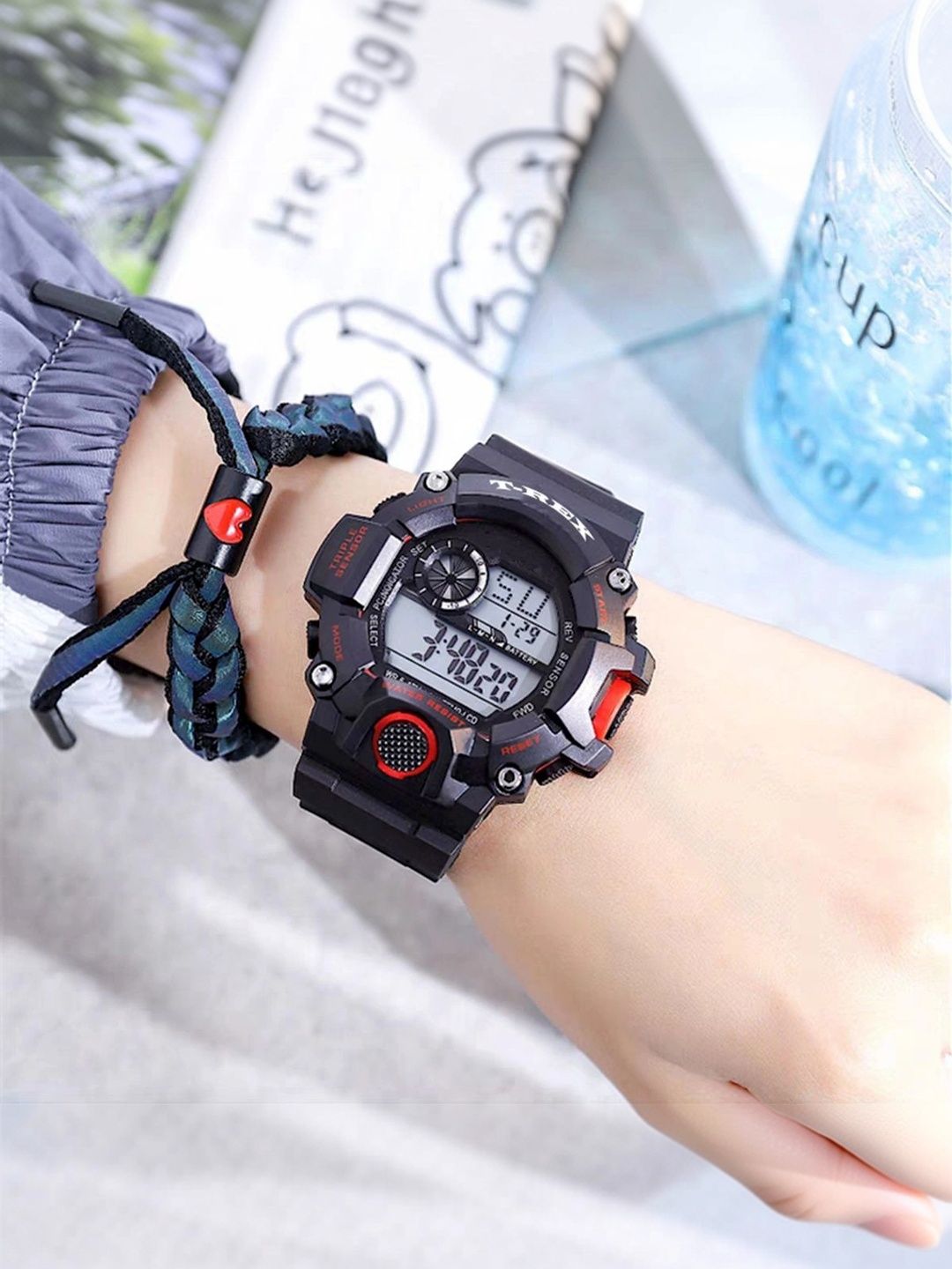 TREX Boys Brass Dial & Straps Analogue and Digital Alarm Watch Sck_RED-BLACK_&55-picture-18