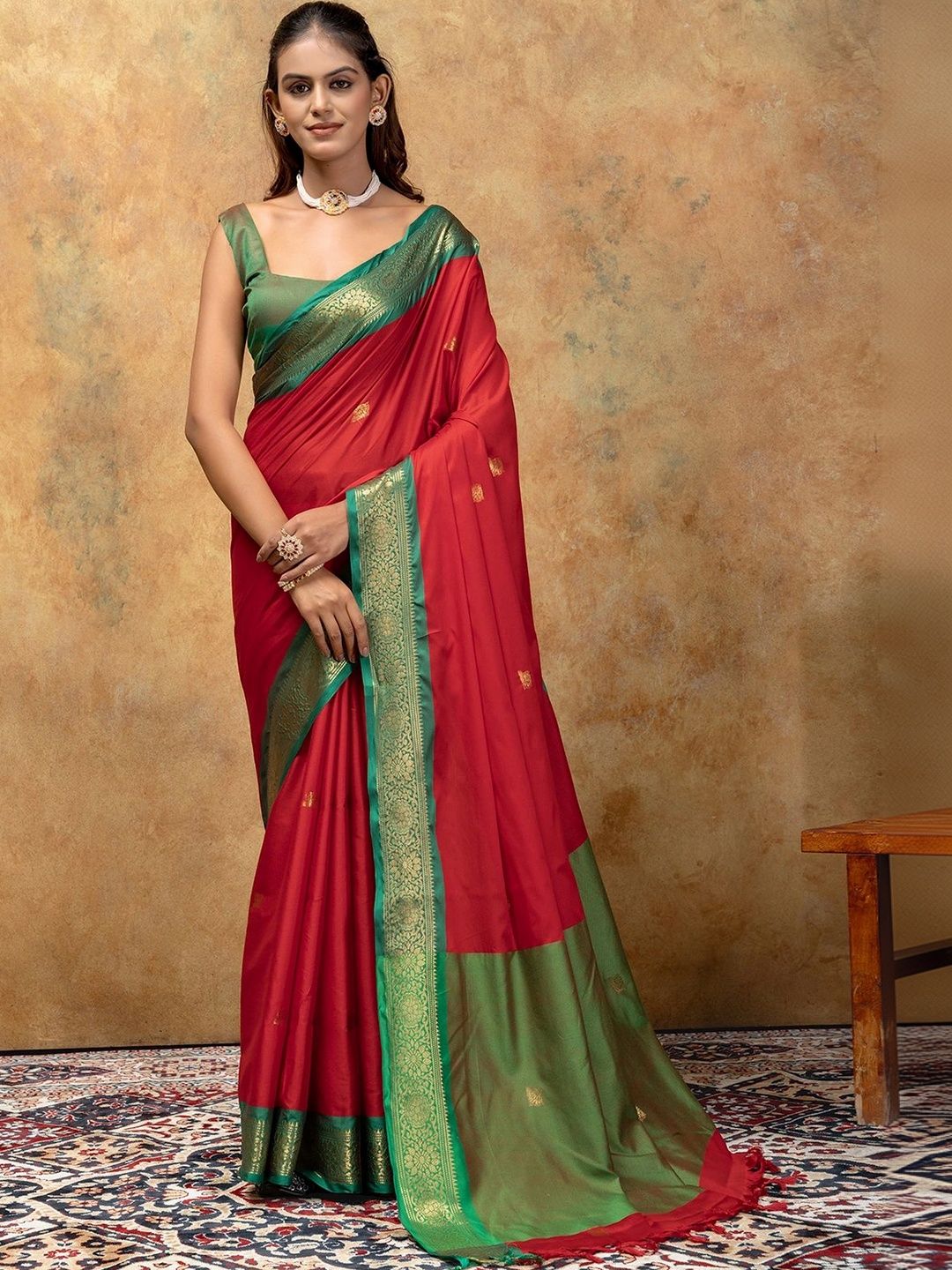 UMANTA Ethnic Motifs Zari Silk Cotton Designer Paithani Saree-picture-13