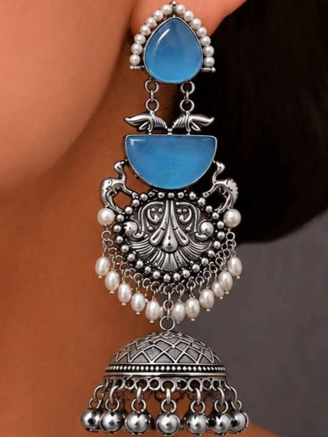 THE GLAM POUCH Teardrop Shaped Jhumkas Earrings-picture-25
