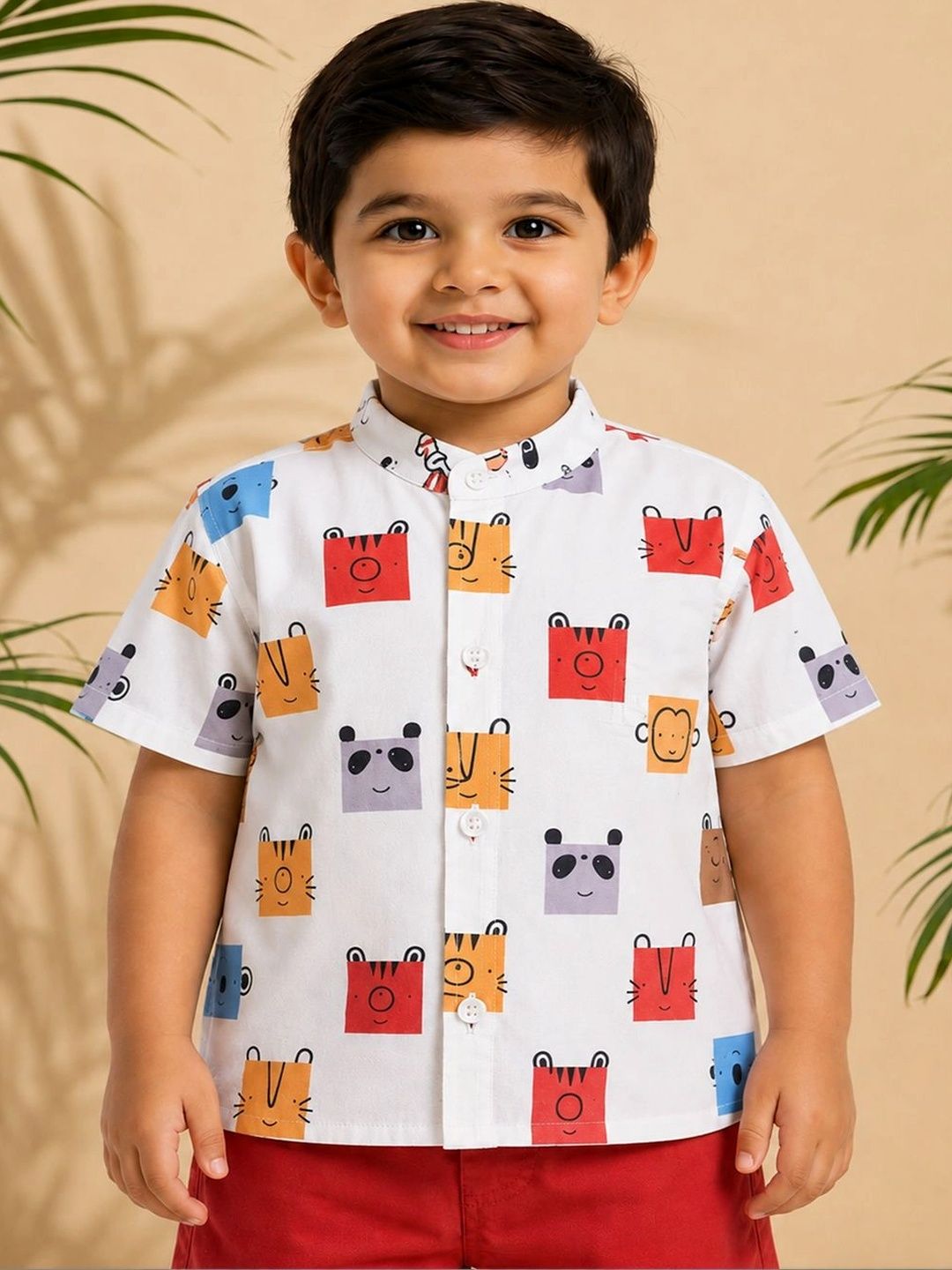 HERE&NOW Unisex Kids Classic Printed Casual Shirt-picture-40