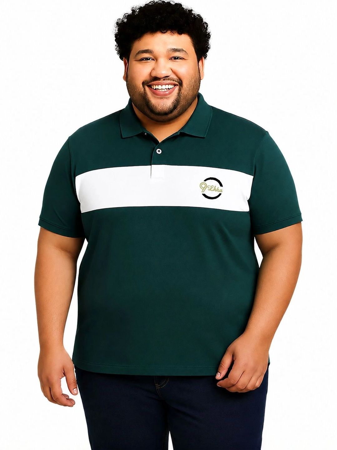 9LKHA Men Brand Logo Colourblocked Polo Collar T-shirt-picture-23