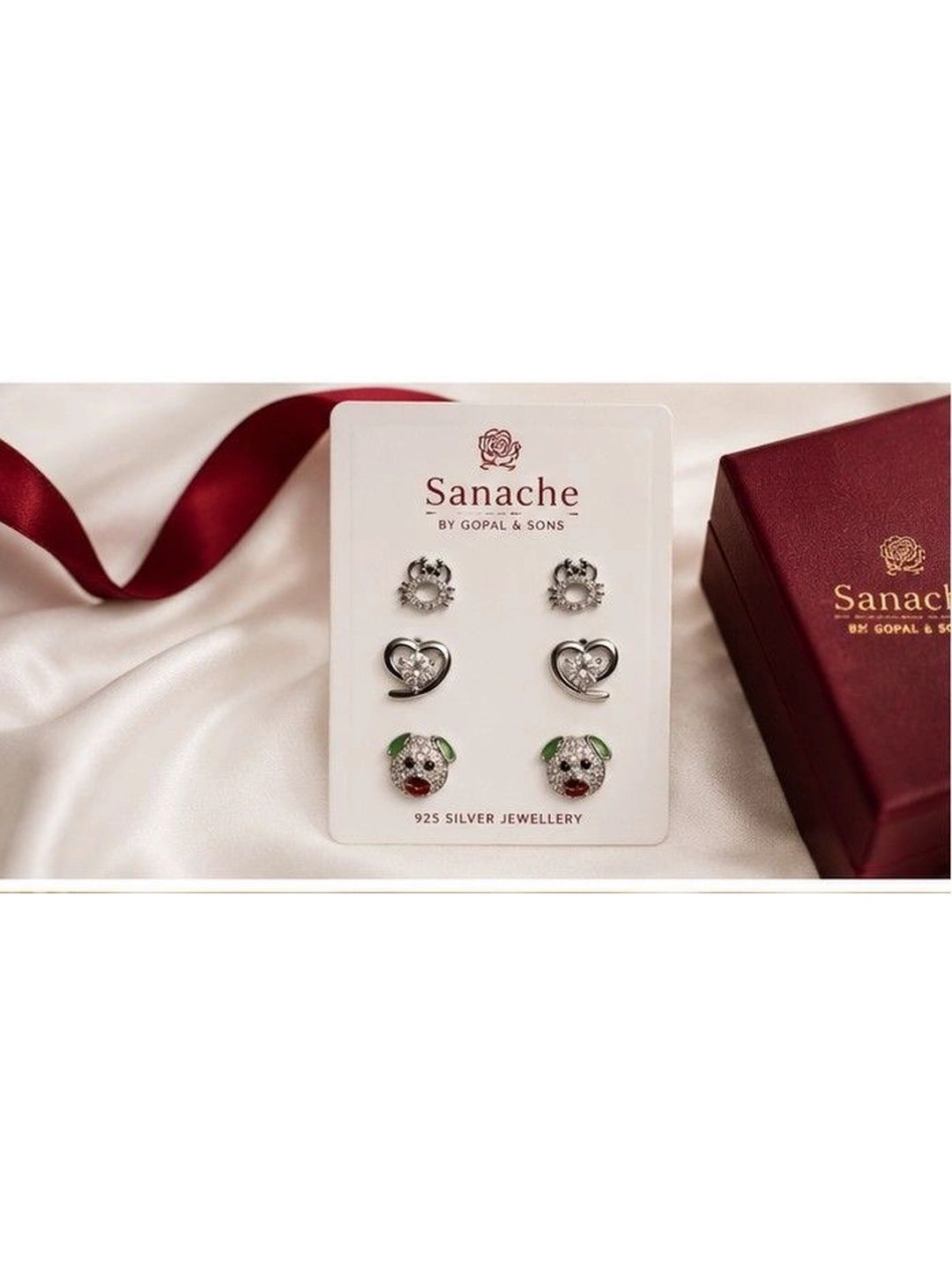 Sanache by Gopal & sons Heart Shaped Studs Earrings-image-19