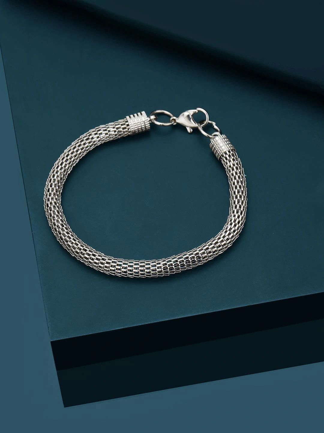 Carlton London Men Silver-Plated Link Bracelet-picture-19