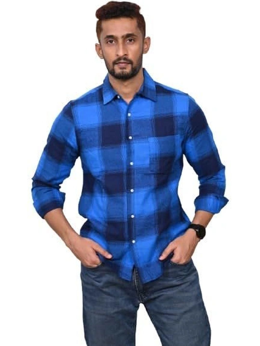 WEARHOUSE Men Classic Checked Casual Shirt-image-47