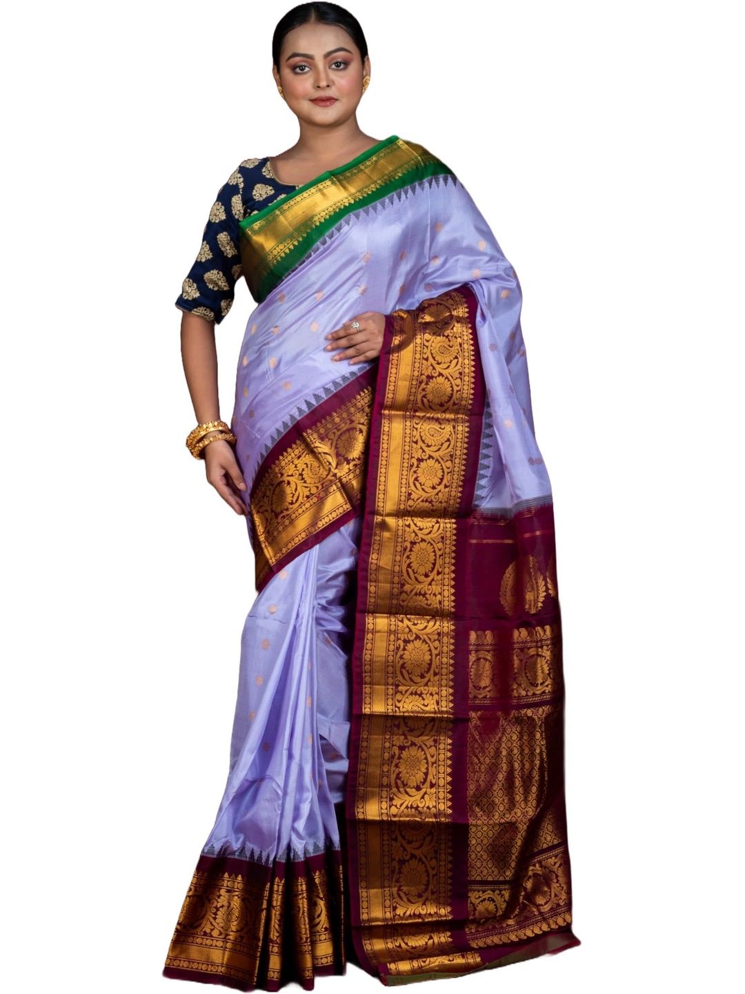 BENGAL LOOMS INDIA Zari Pure Silk Saree-picture-10