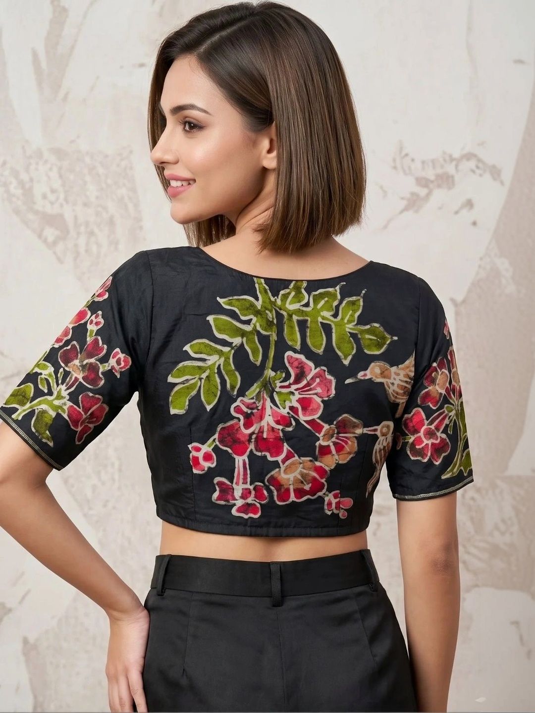 Monamaar Silk Printed Saree Blouse-picture-4