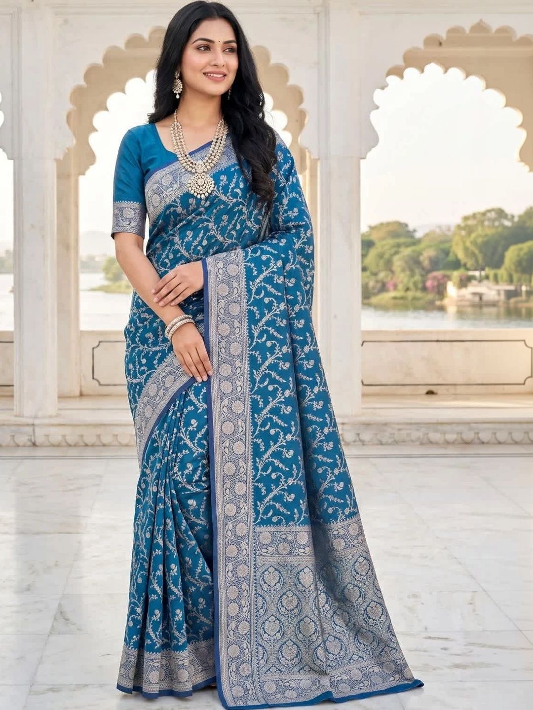 Moda Rapido Woven Design Zari Silk Blend Banarasi Saree-picture-10